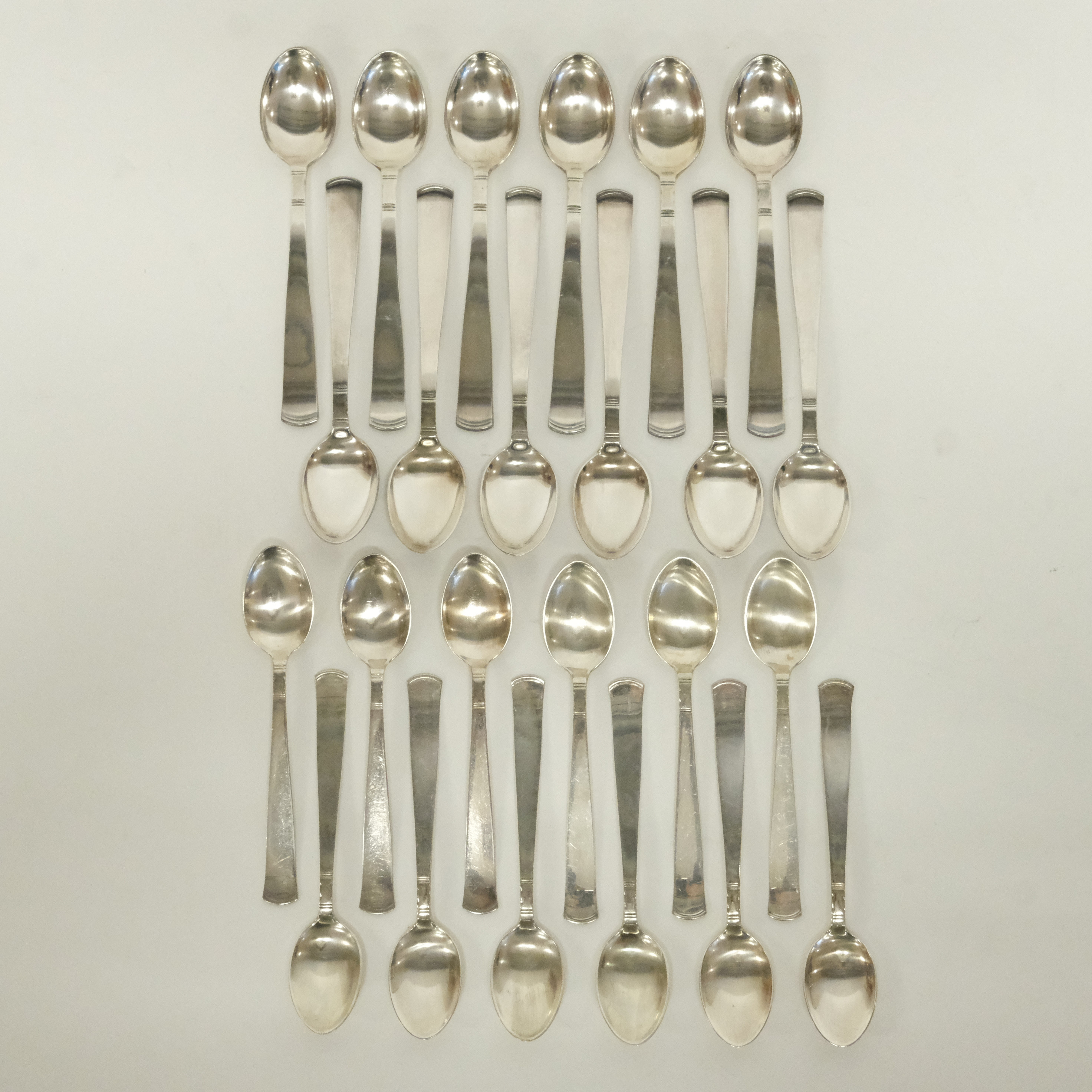 KAFFE- OCH TESKEDAR, "ROSENHOLM", SILVER, 24 STYCKEN.