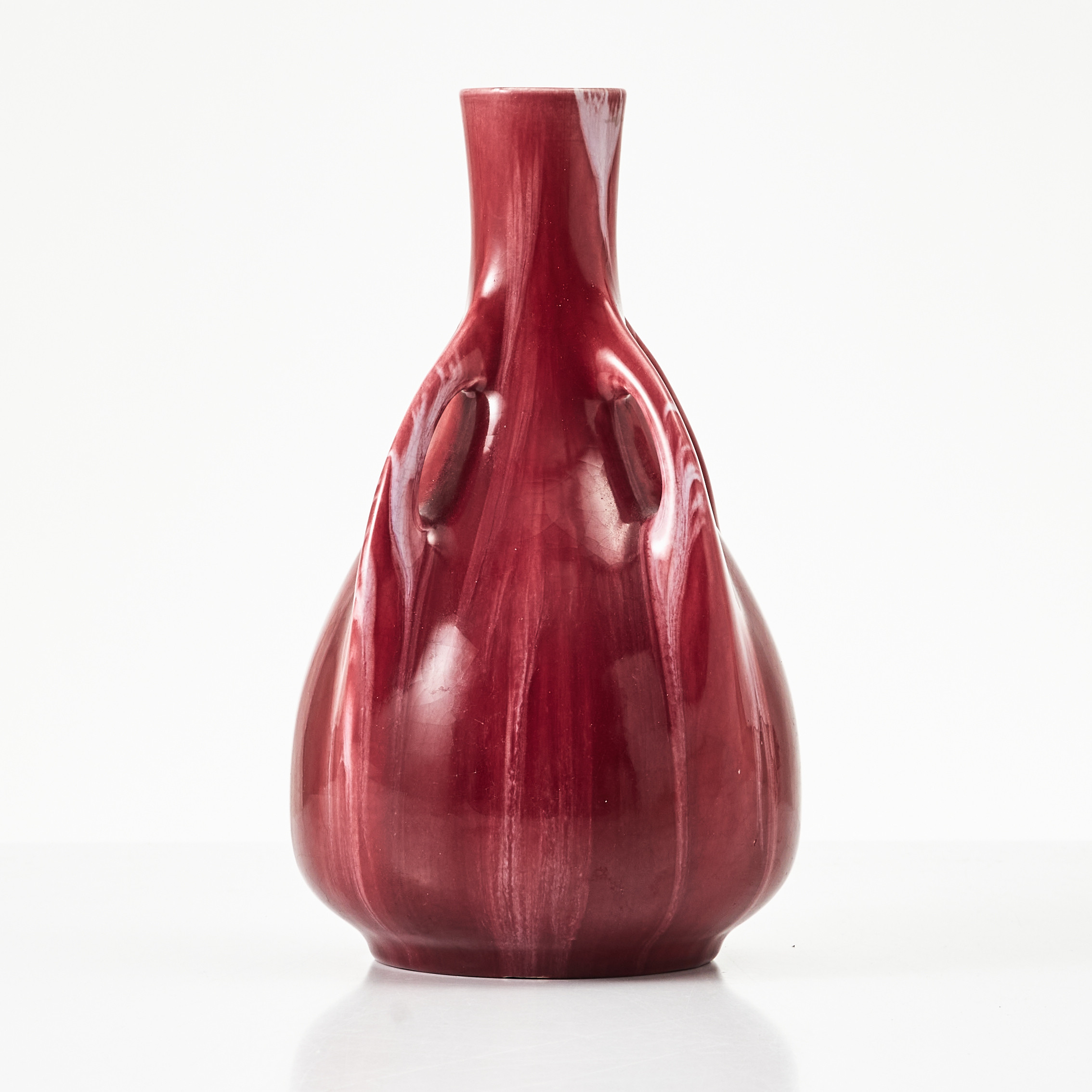 ALF WALLANDER. Vas med hänklar, jugend, rödglaserat flintgods, Rörstrand.