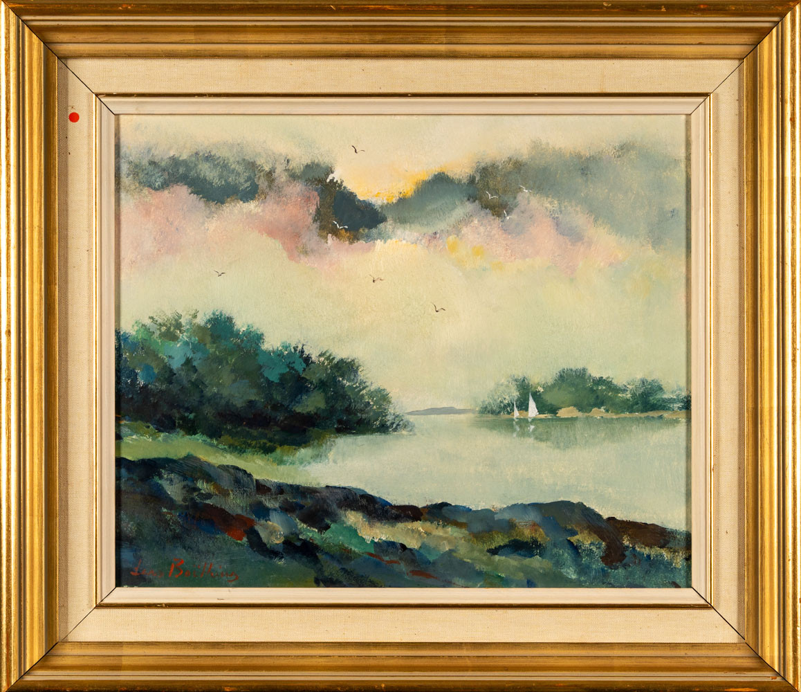 LARS BOËTHIUS. Olja på pannå, Landskapsmotiv, Signerad.