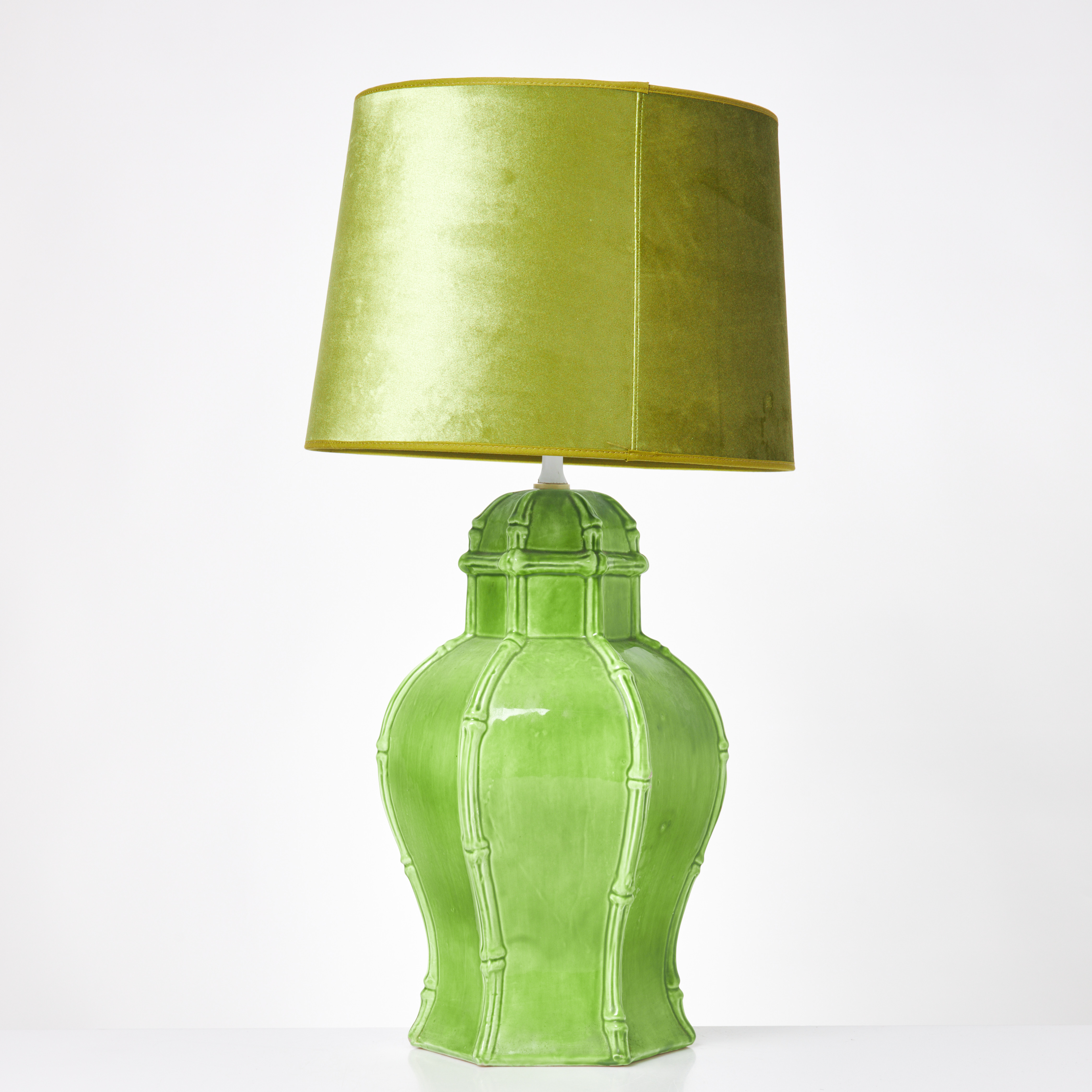 NORDISKA KOMPANIET, 1900-talets senare hälft, grönglaserad keramik, bambuimitation, etikettmärkt NK undertill.