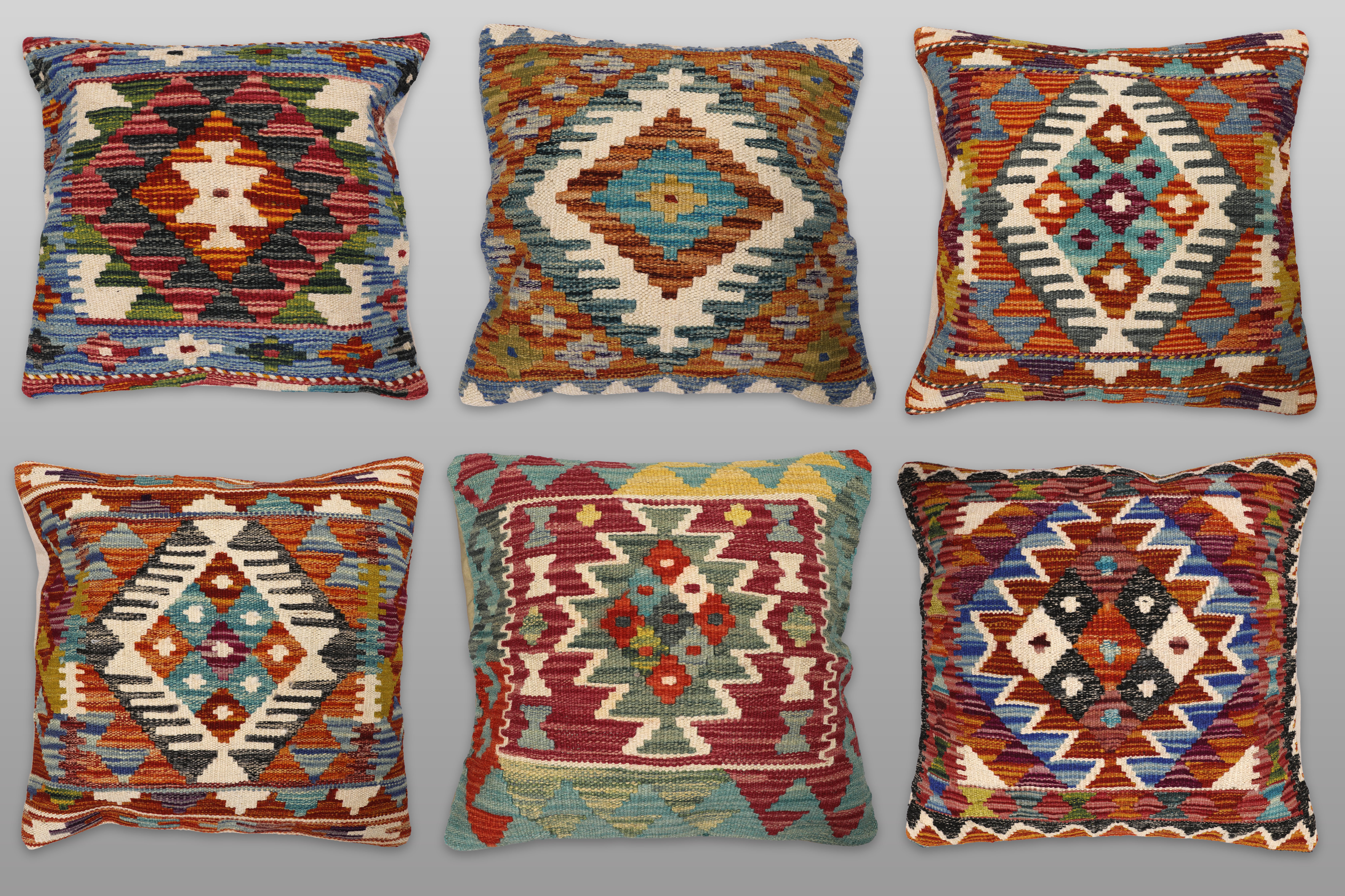 KUDDFODRAL, 6 st, "Kelim", 45 x 45 cm.
