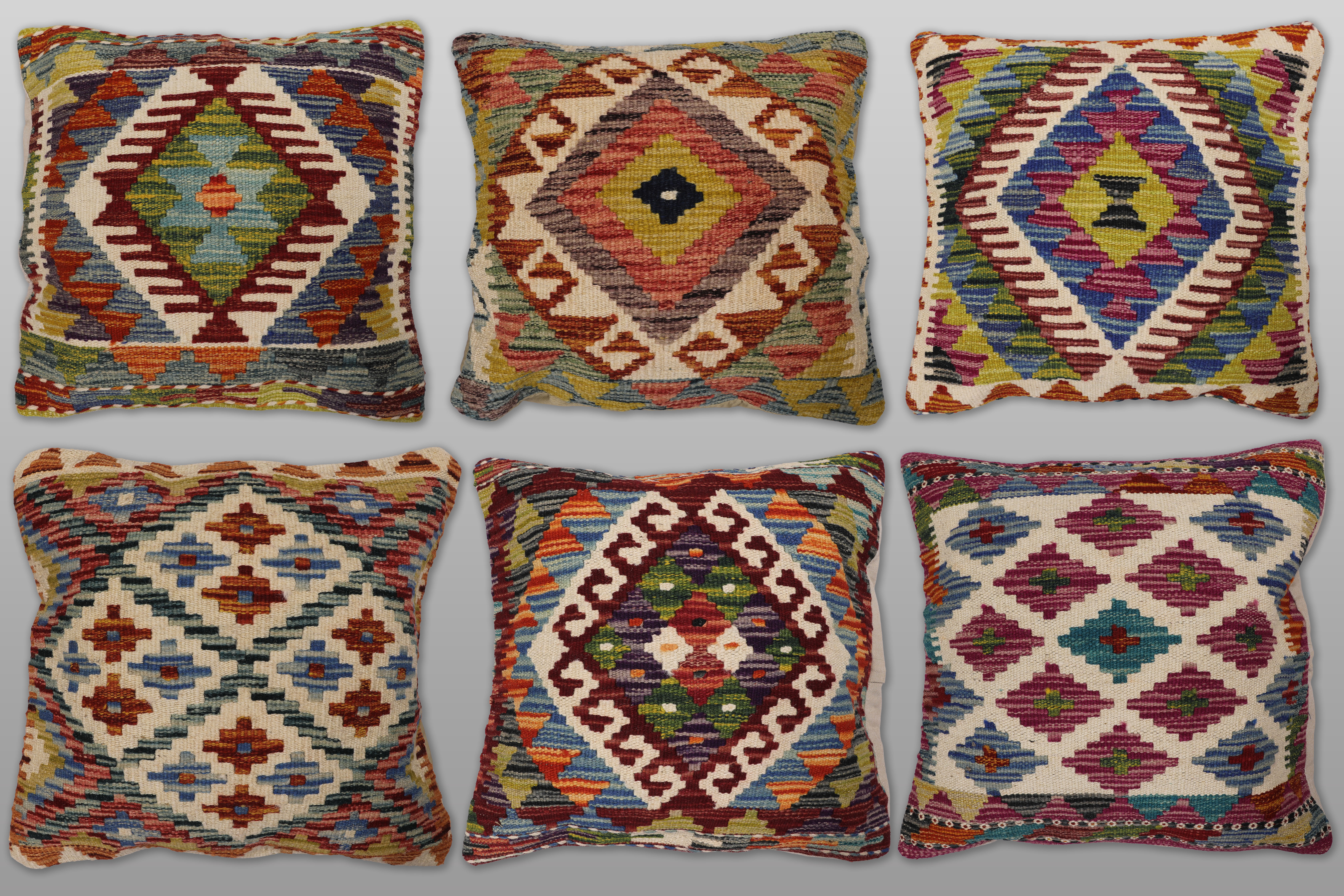 KUDDFODRAL, 6 st, "Kelim", 45 x 45 cm.