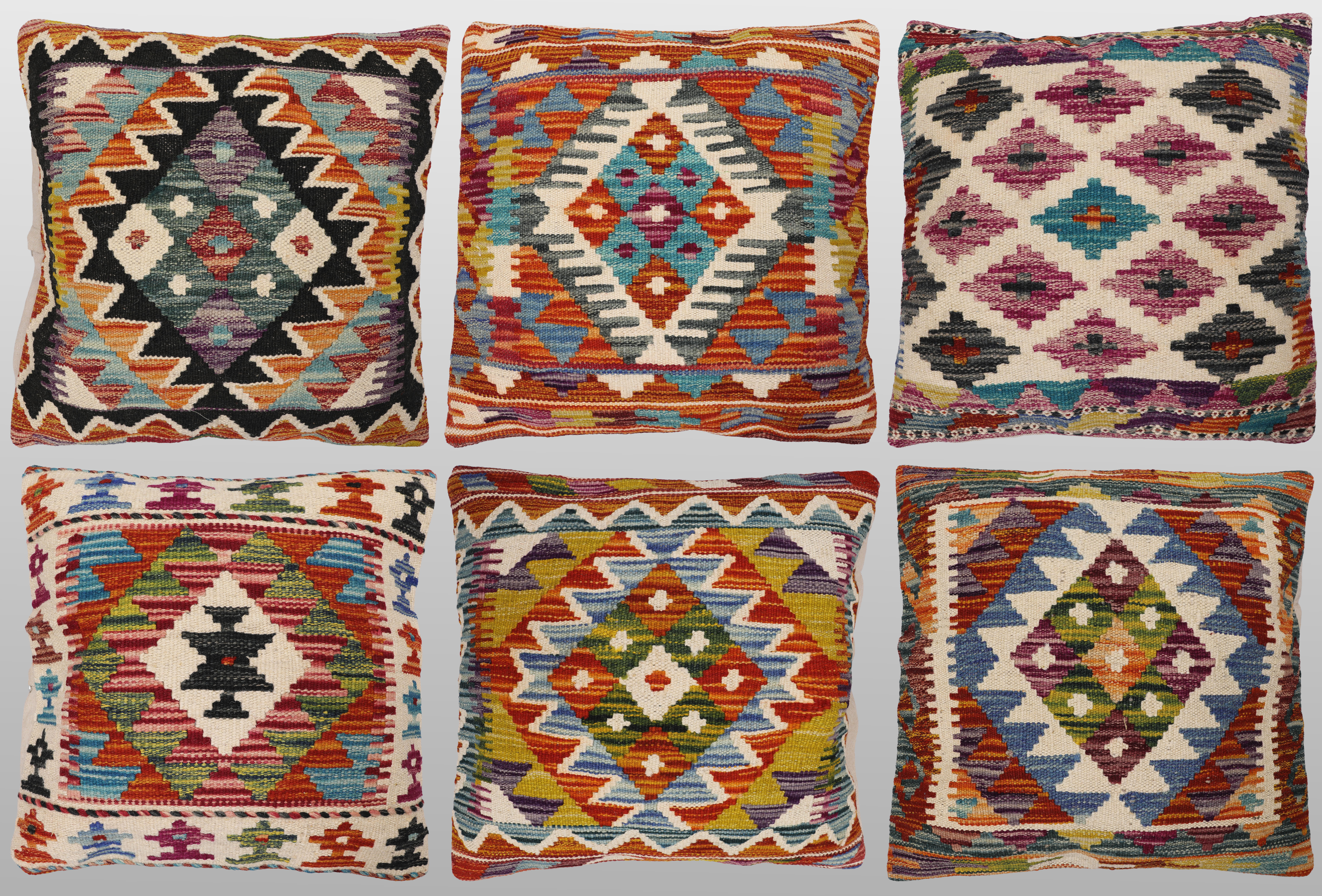KUDDFODRAL, 6 st, "Kelim", 45 x 45 cm.