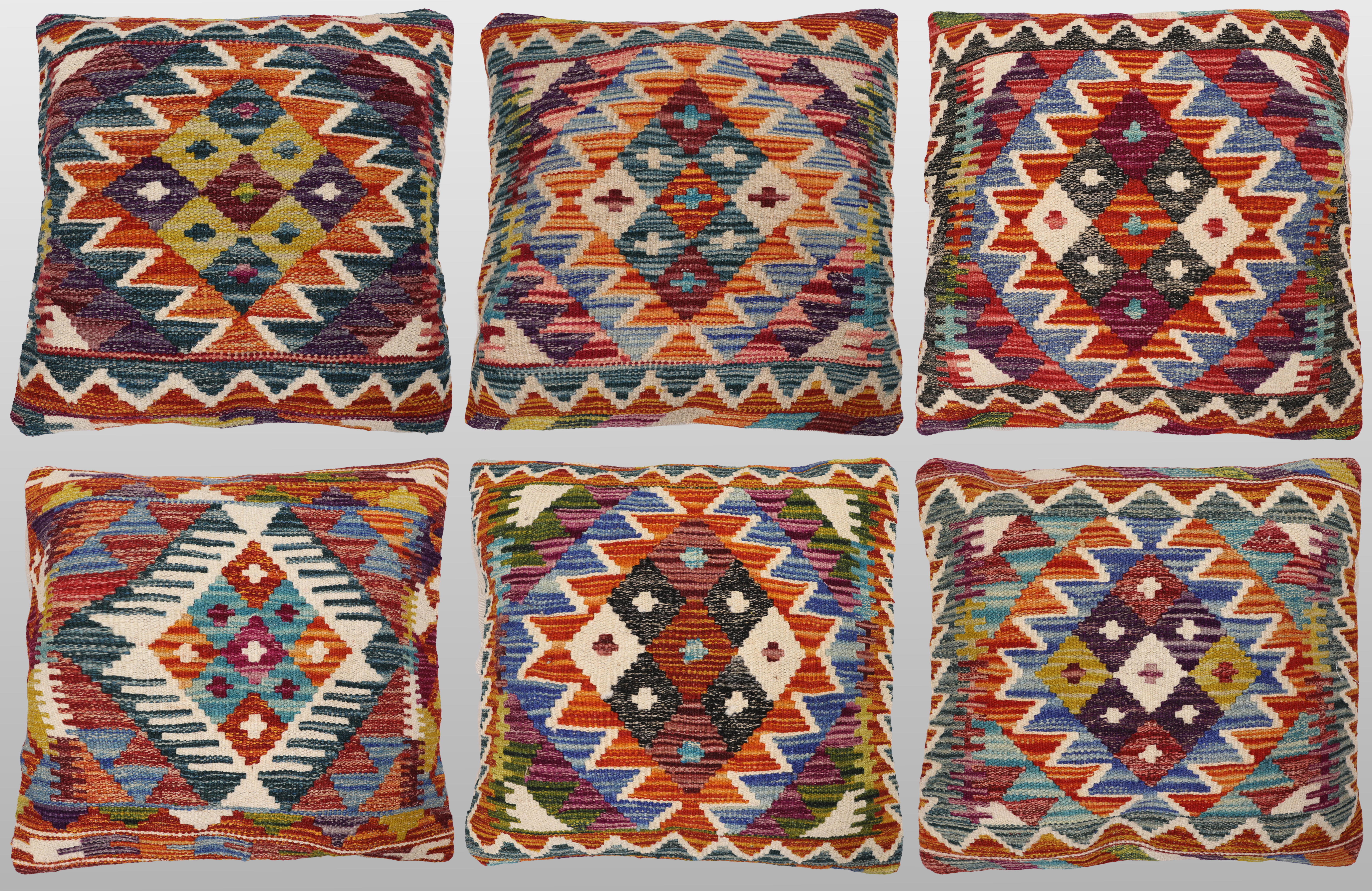 KUDDFODRAL, 6 st, "Kelim", 45 x 45 cm.