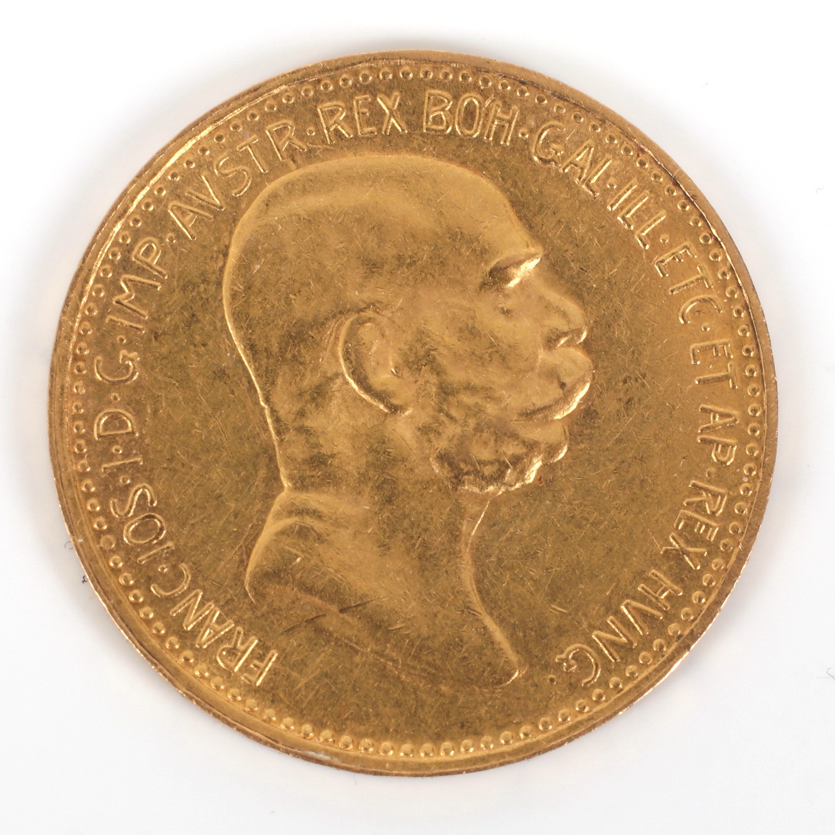 GULDMYNT, 21,6k guld, 10 Corona, Frans Josef I, Österrike-Ungern, 1909.