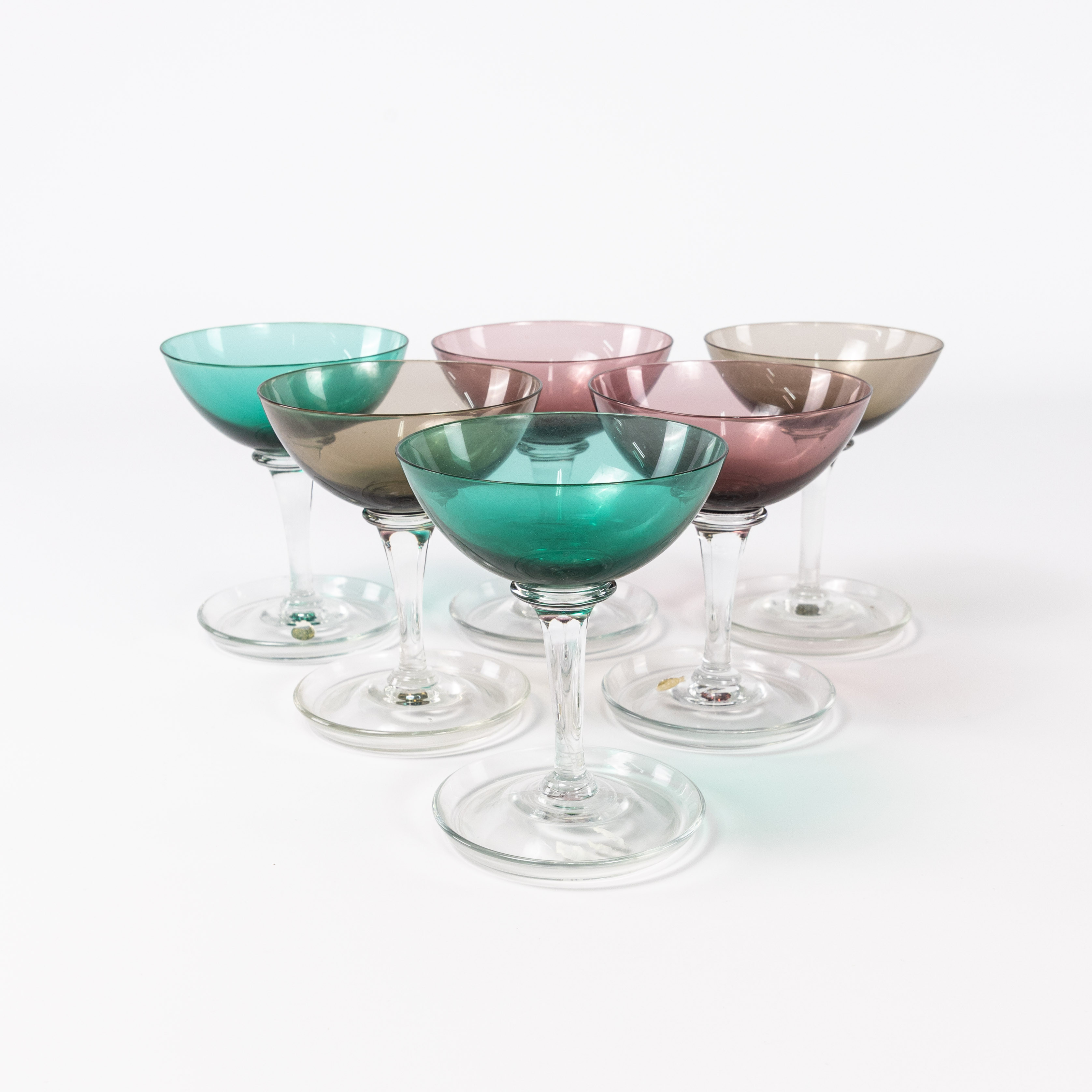 DESSERTSKÅLAR PÅ FOT, 6 st, Trelleborgs Glasbruk, höjd 13,5 cm.