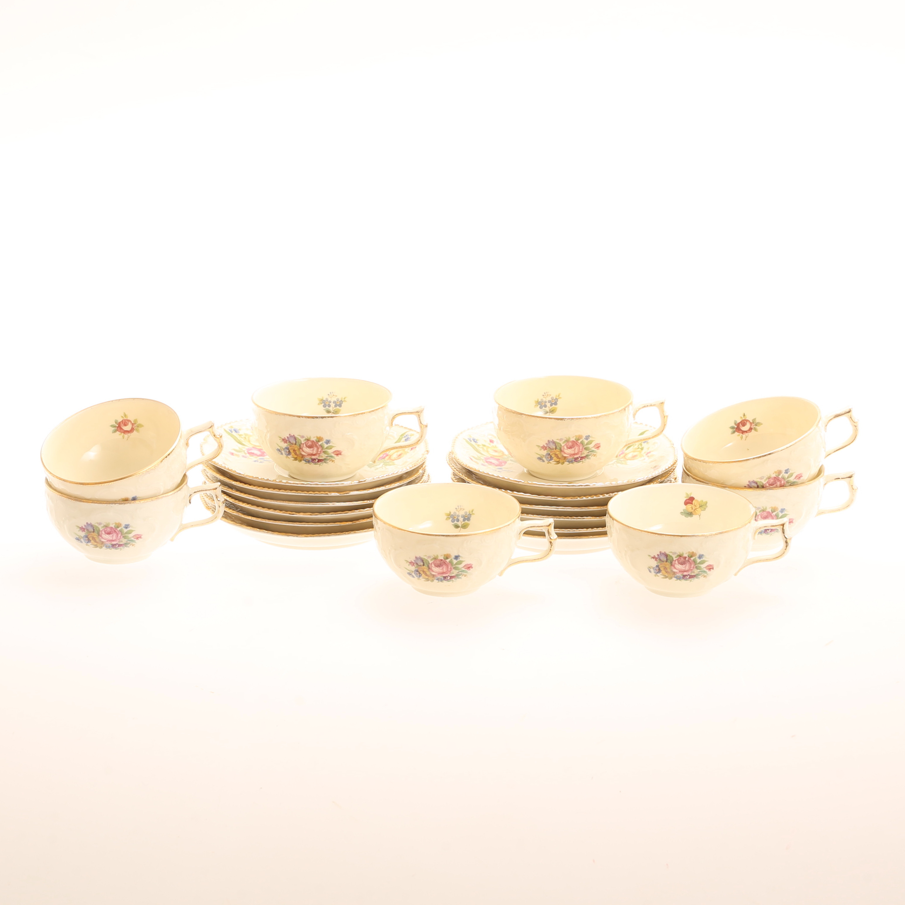 MOCCAKOPPAR med fat, 8 stycken, porslin, "Sanssouci" Rosenthal.