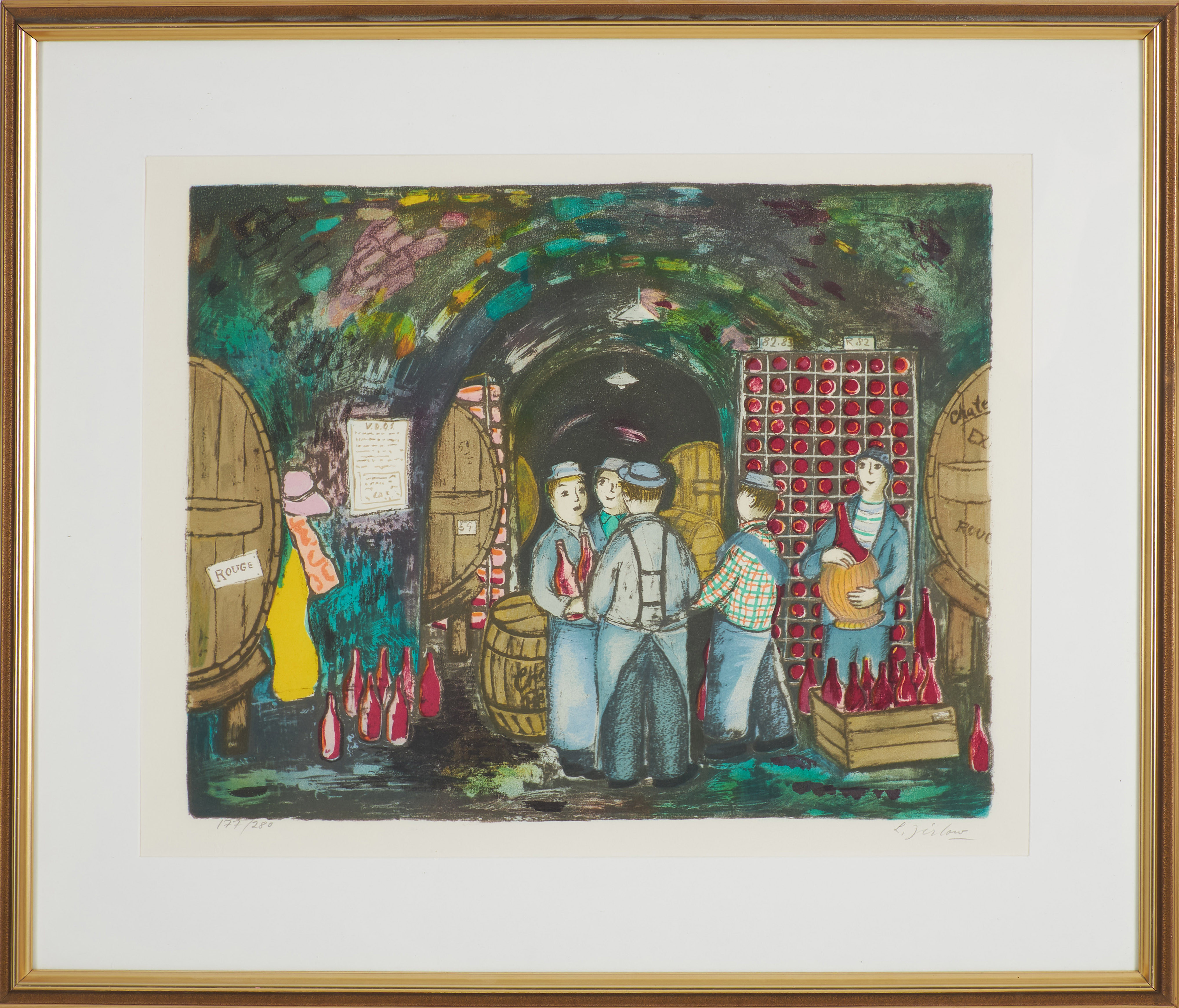 LENNART JIRLOW. Vinkällaren, färglitografi, signerad och numrerad 177/280.