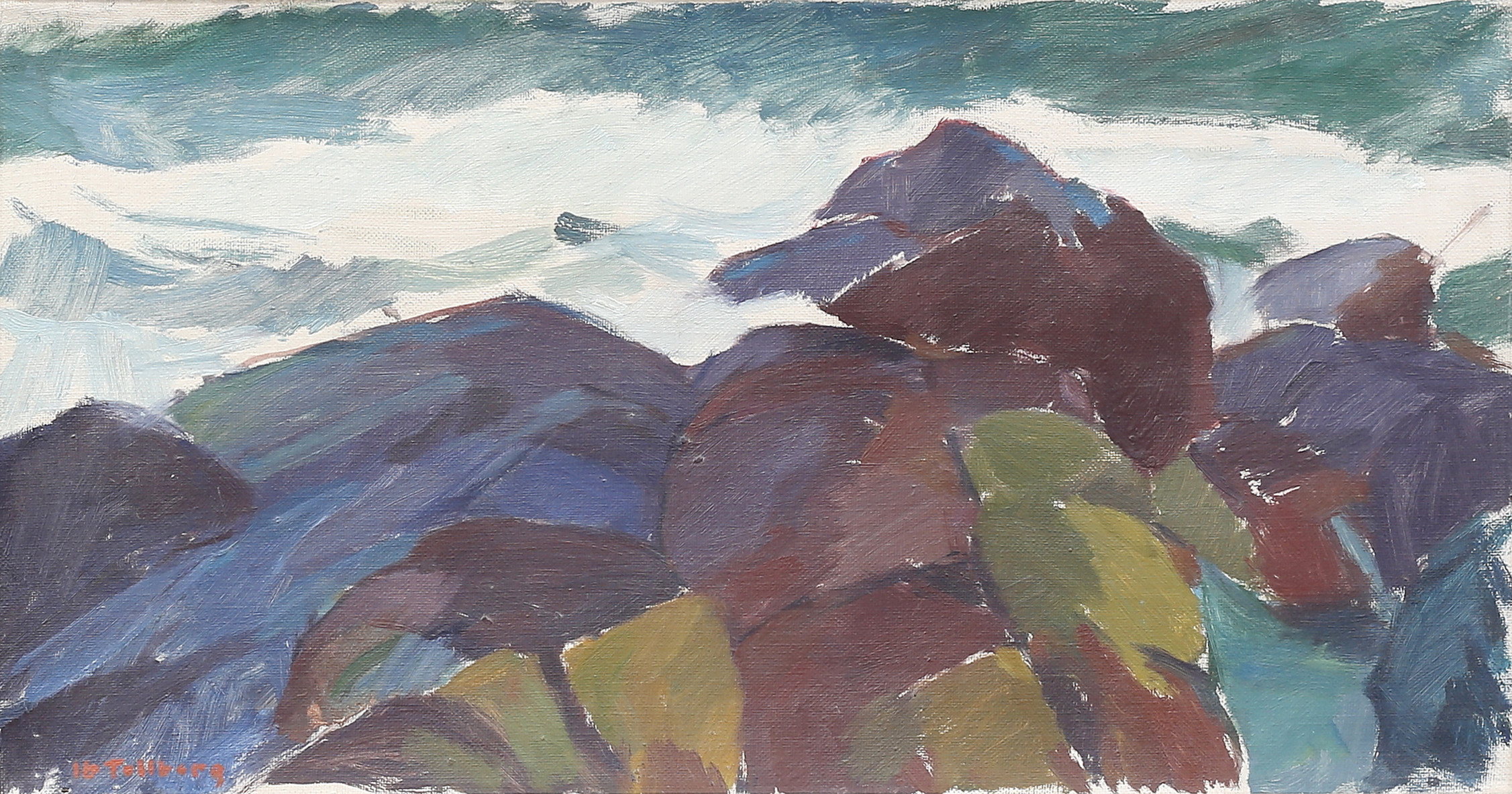 IB TOLLBERG. "Utklippa, Hovs Hallar", olja på duk, signerad.