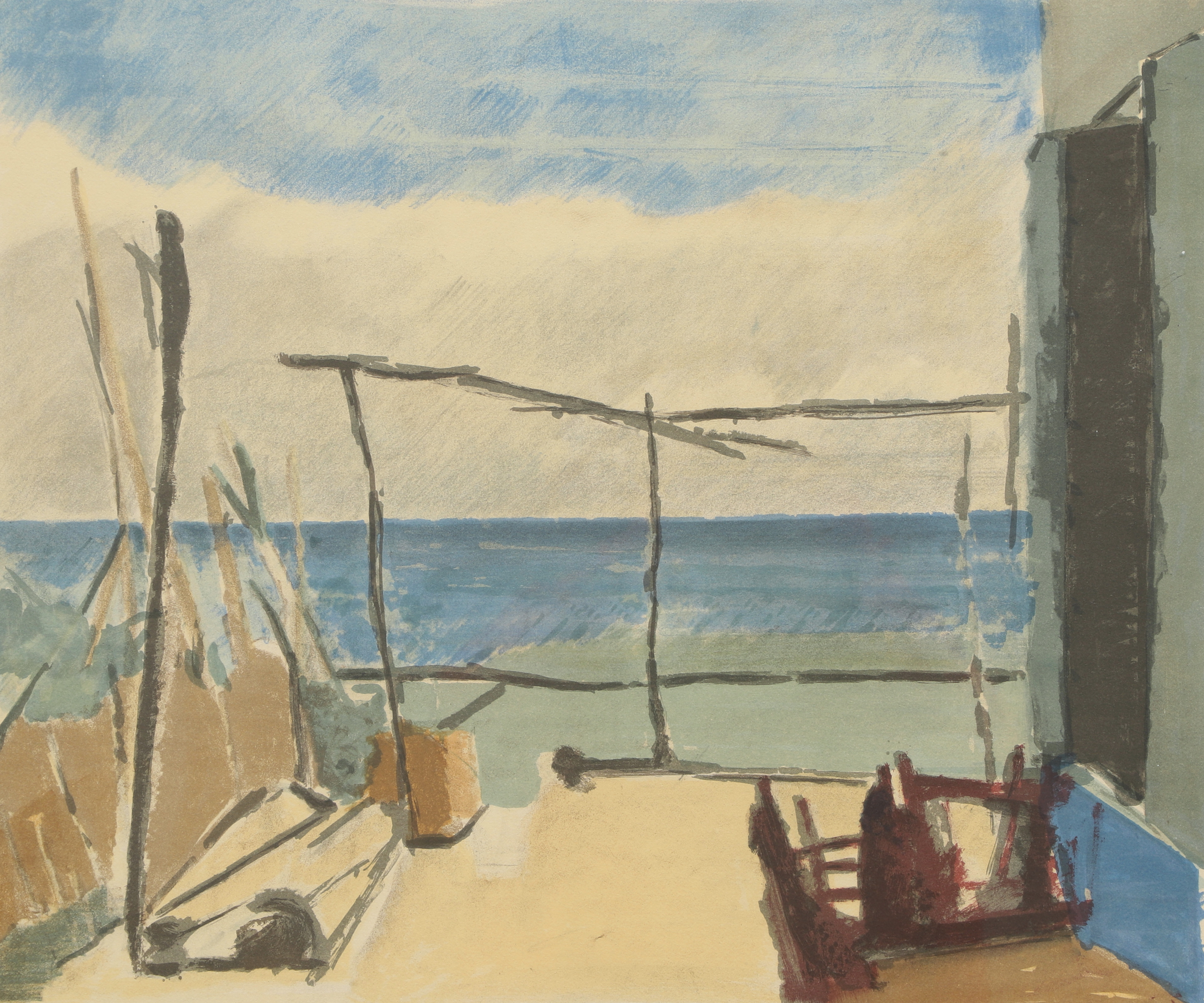 HUGO ZUHR. Litografi, kustmotiv, signerad, numrerad 96/360.