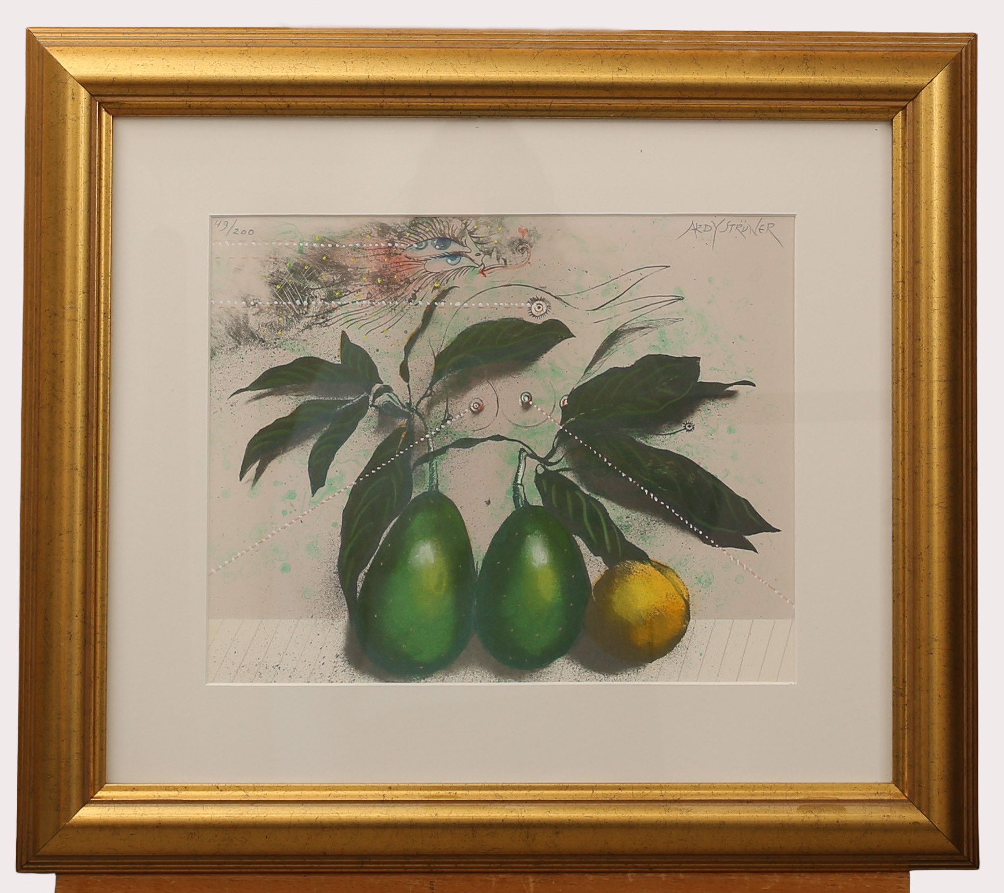 ARDY STRÜWER. Färglitografi, komposition med frukter, numrerad 49/200, signerad.