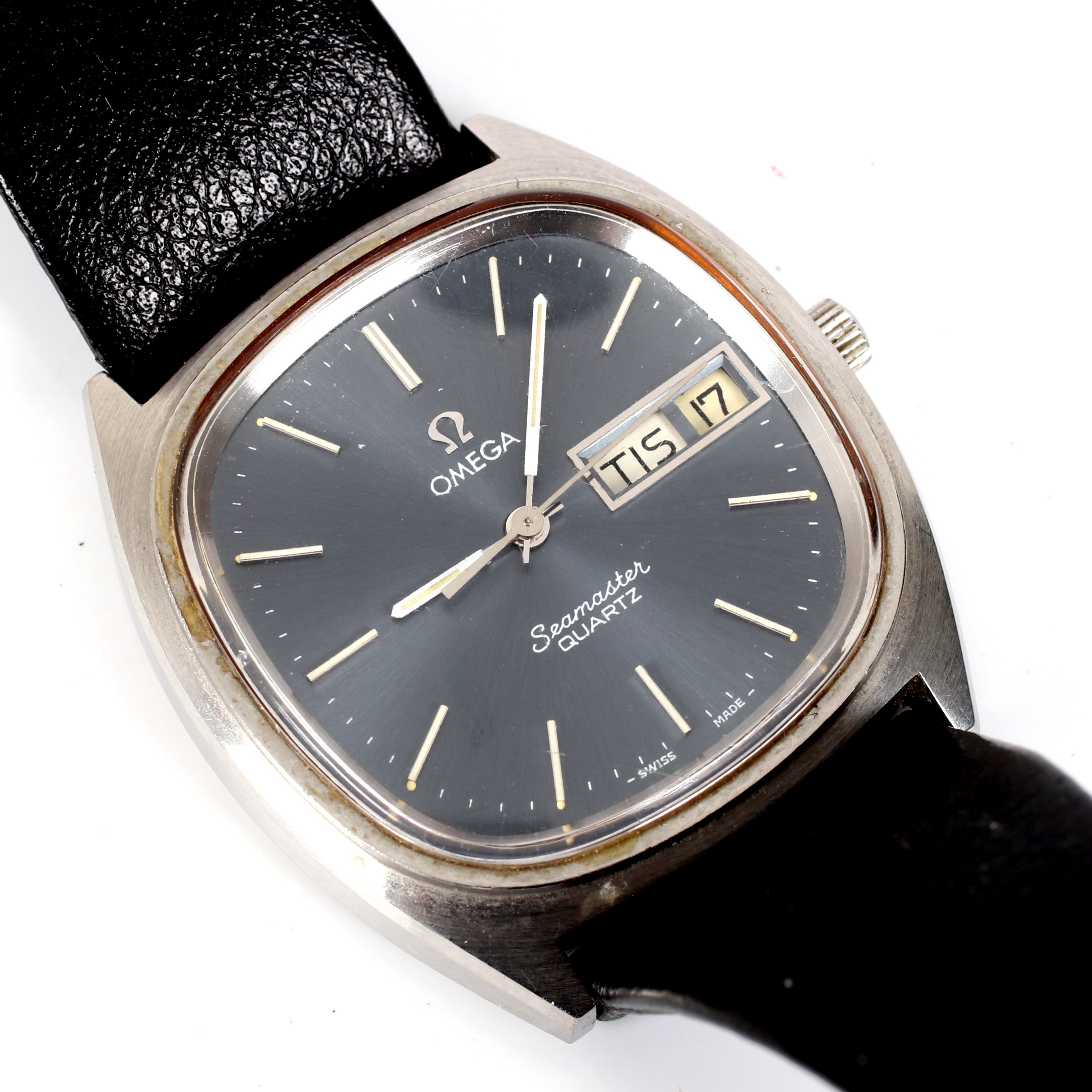 ARMBANDSUR, stål, dag/datum, Omega Seamaster Quartz.