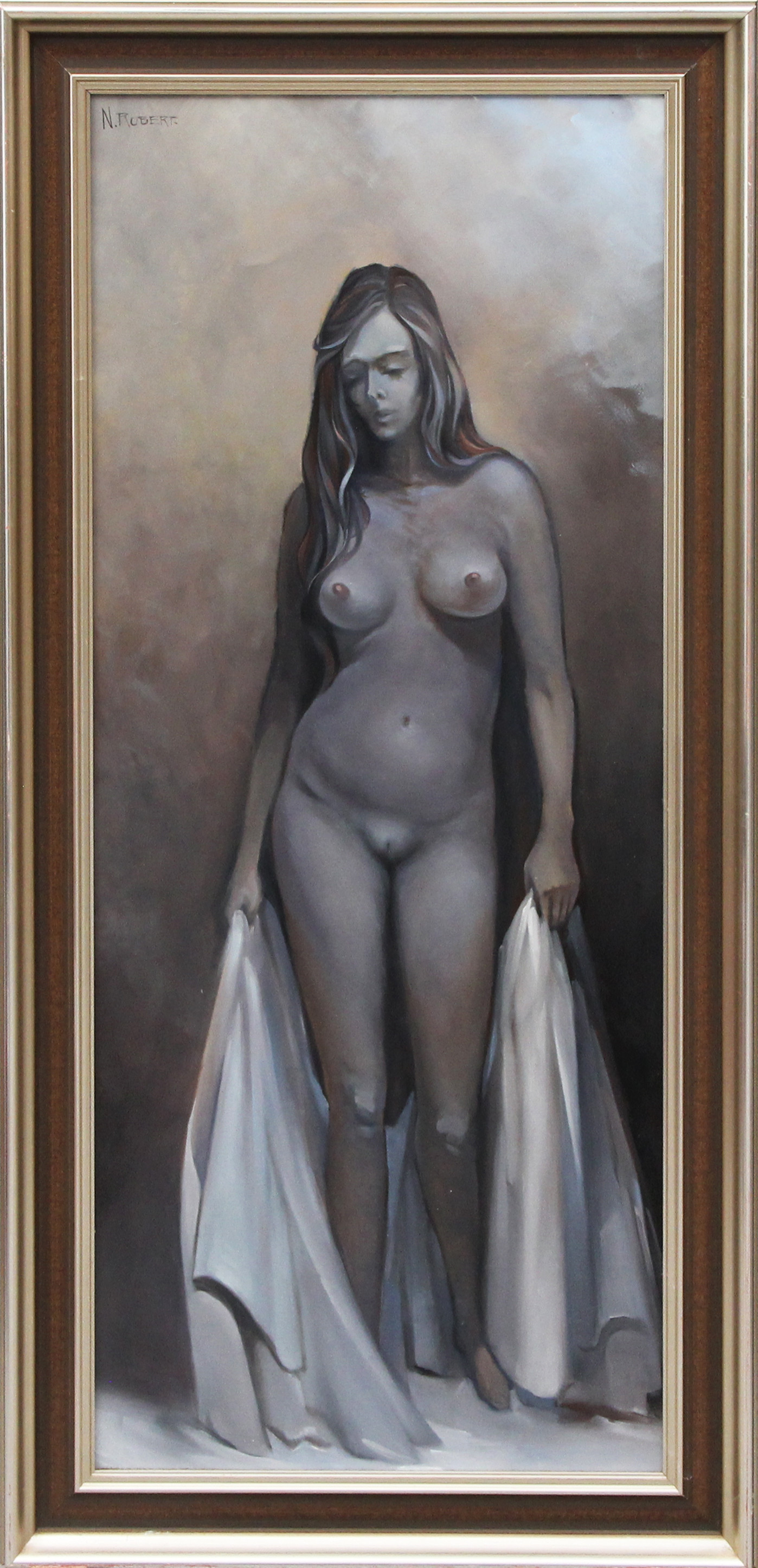 OIDENTIFIERAD KONSTNÄR. OLJA, på pannå, signerad Robert.