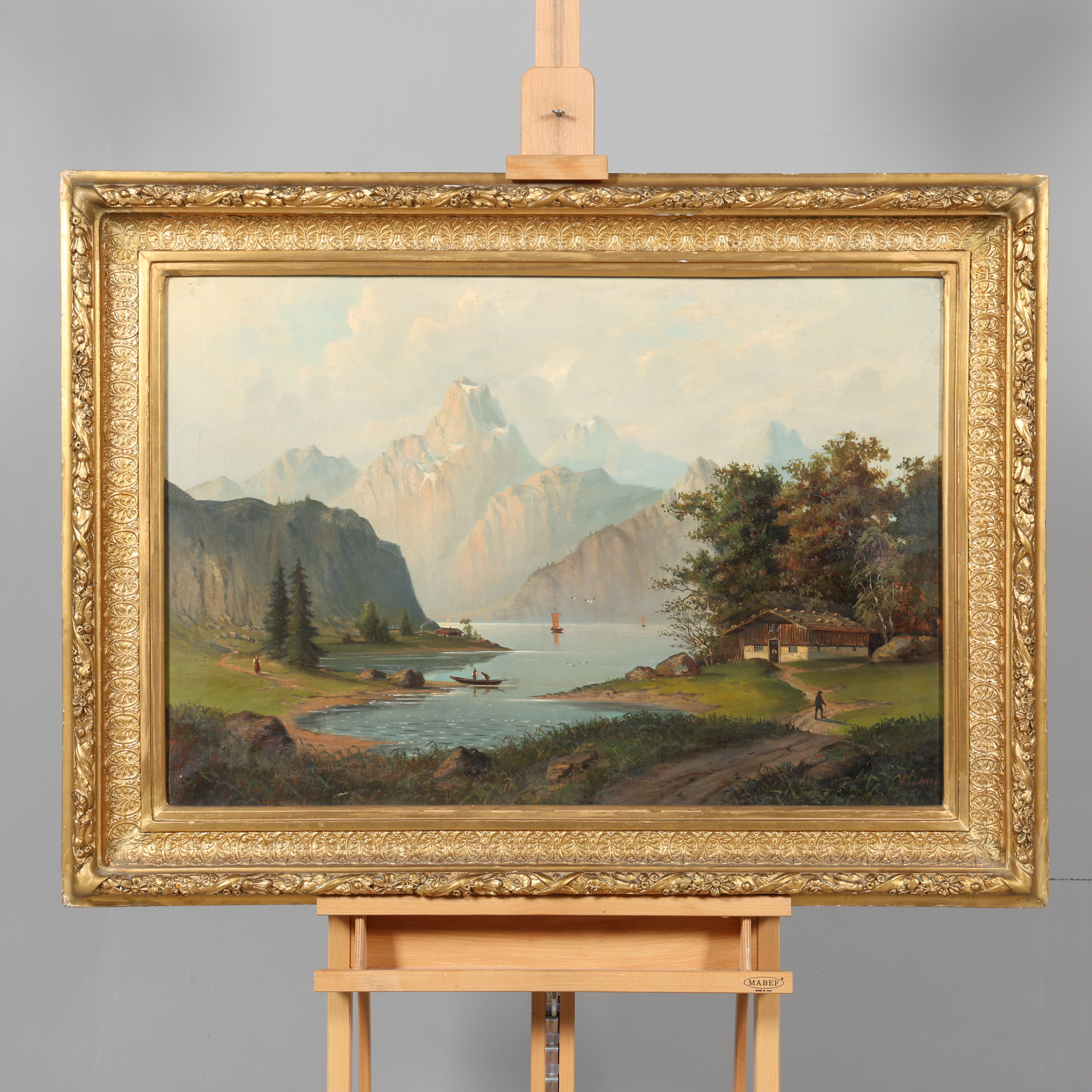 OIDENTIFIERAD KONSTNÄR. OLJA PÅ DUK, Landskapsmotiv, Signerad F.Leuer.