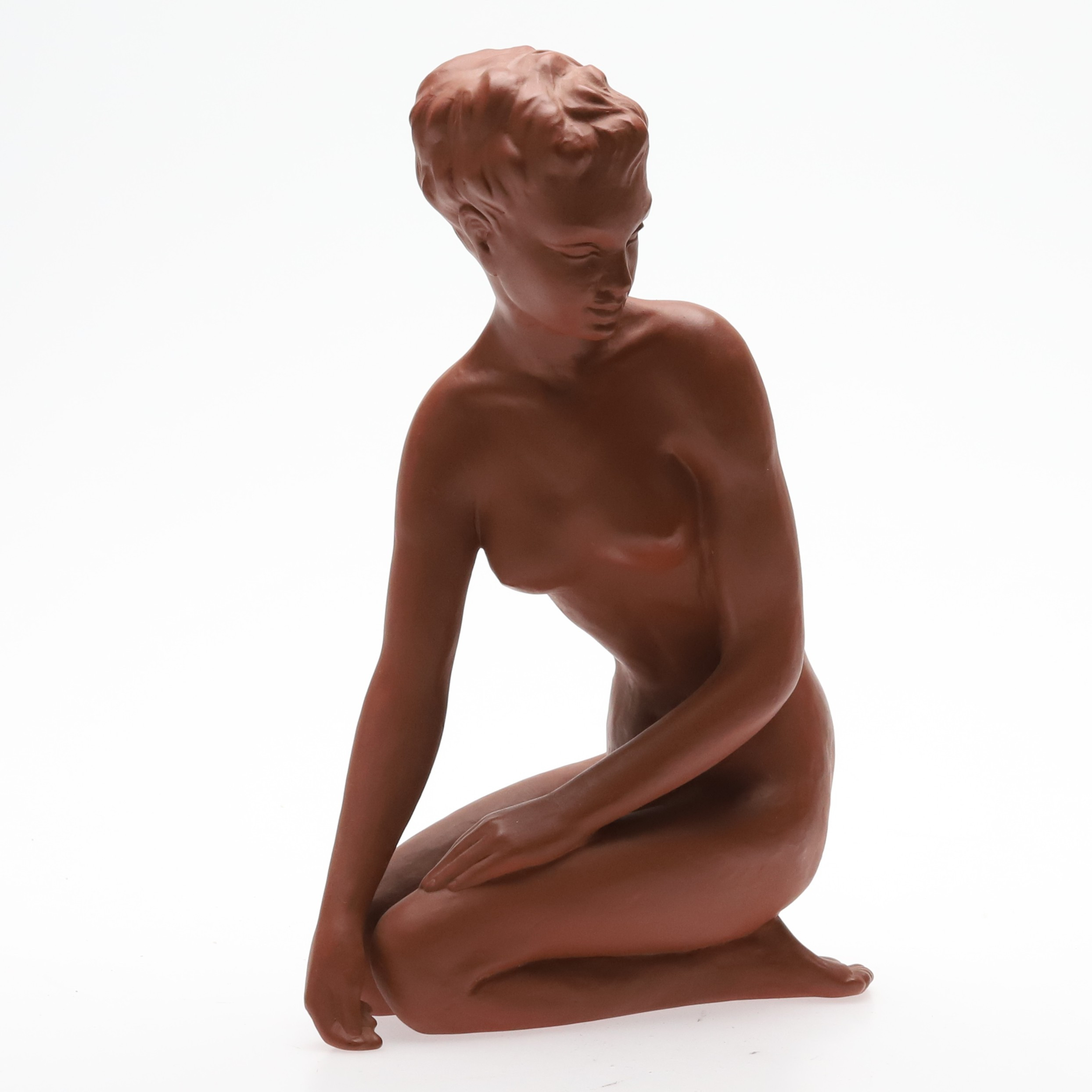 Figurin, keramik, " Sittande kvinna" Gmunder, Österike.