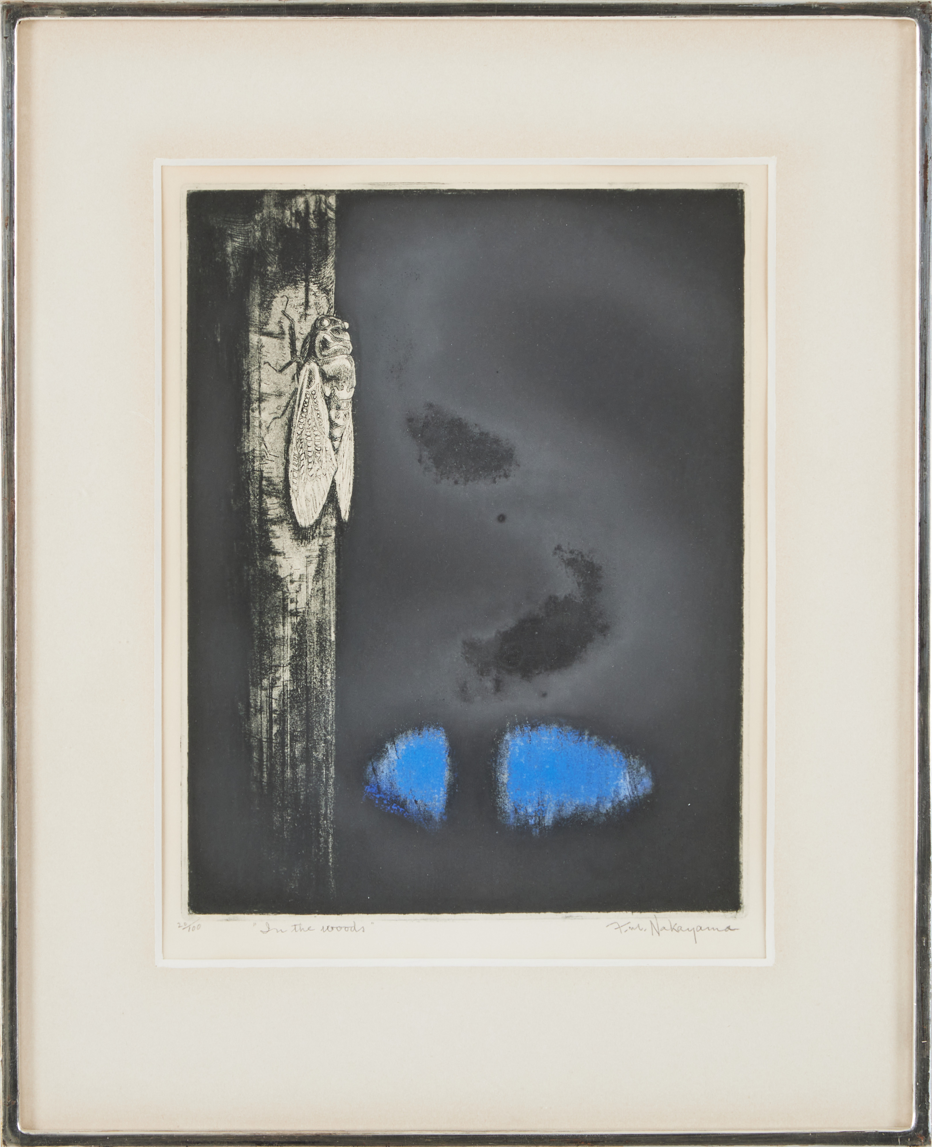 MASAMI NAKAYAMA ( JAP 1898-1979). "In the woods", färgetsning, signerad M Nakayama.