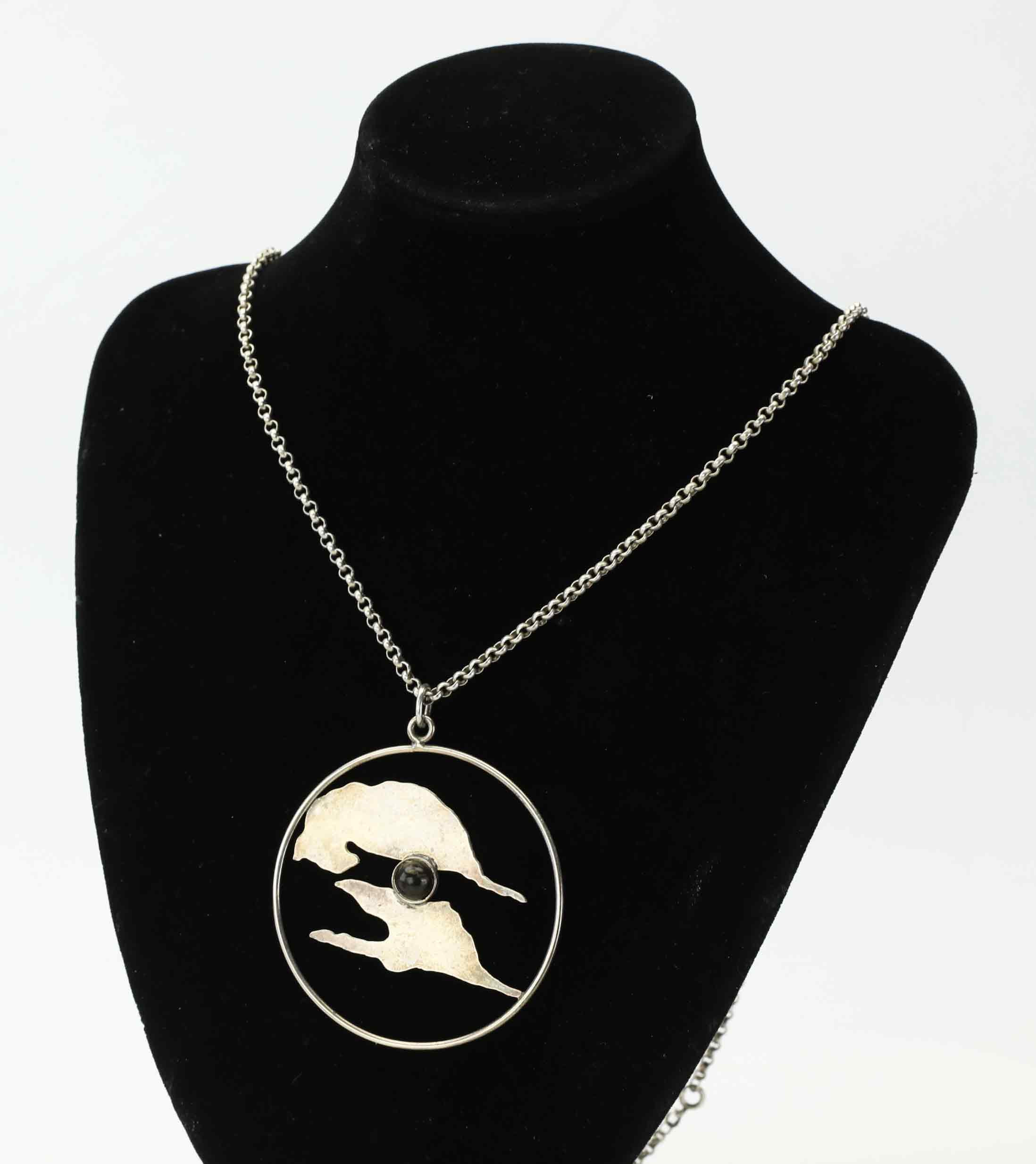 HALSBAND, "Dellen-smycket", sterlingsilver, dellenit från Hälsingland, 1994.