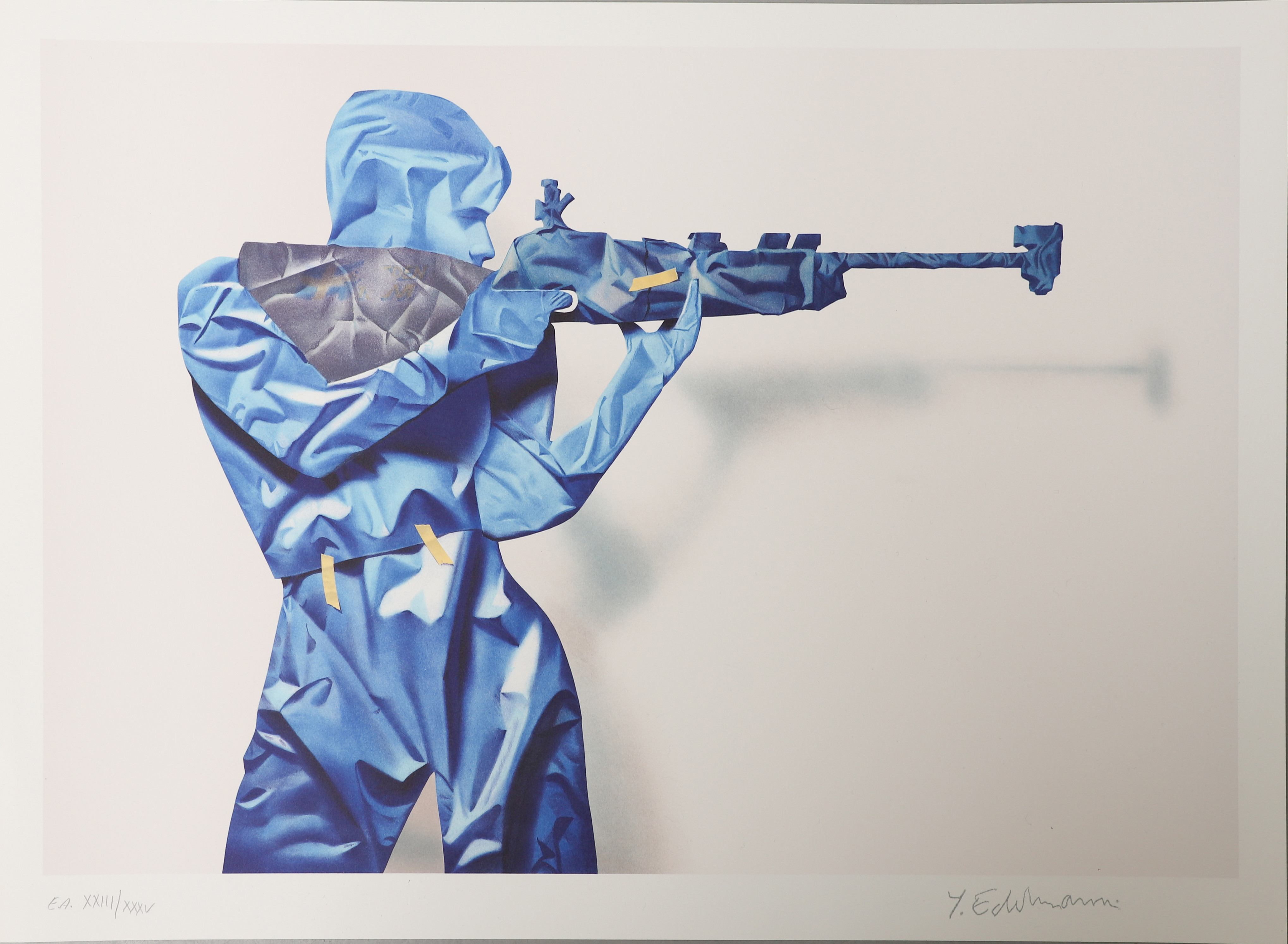 YRJÖ EDELMANN. "Wrapped Magda", färglitografi, stämpelsignerad och numrerad EA XXIII/XXXV.