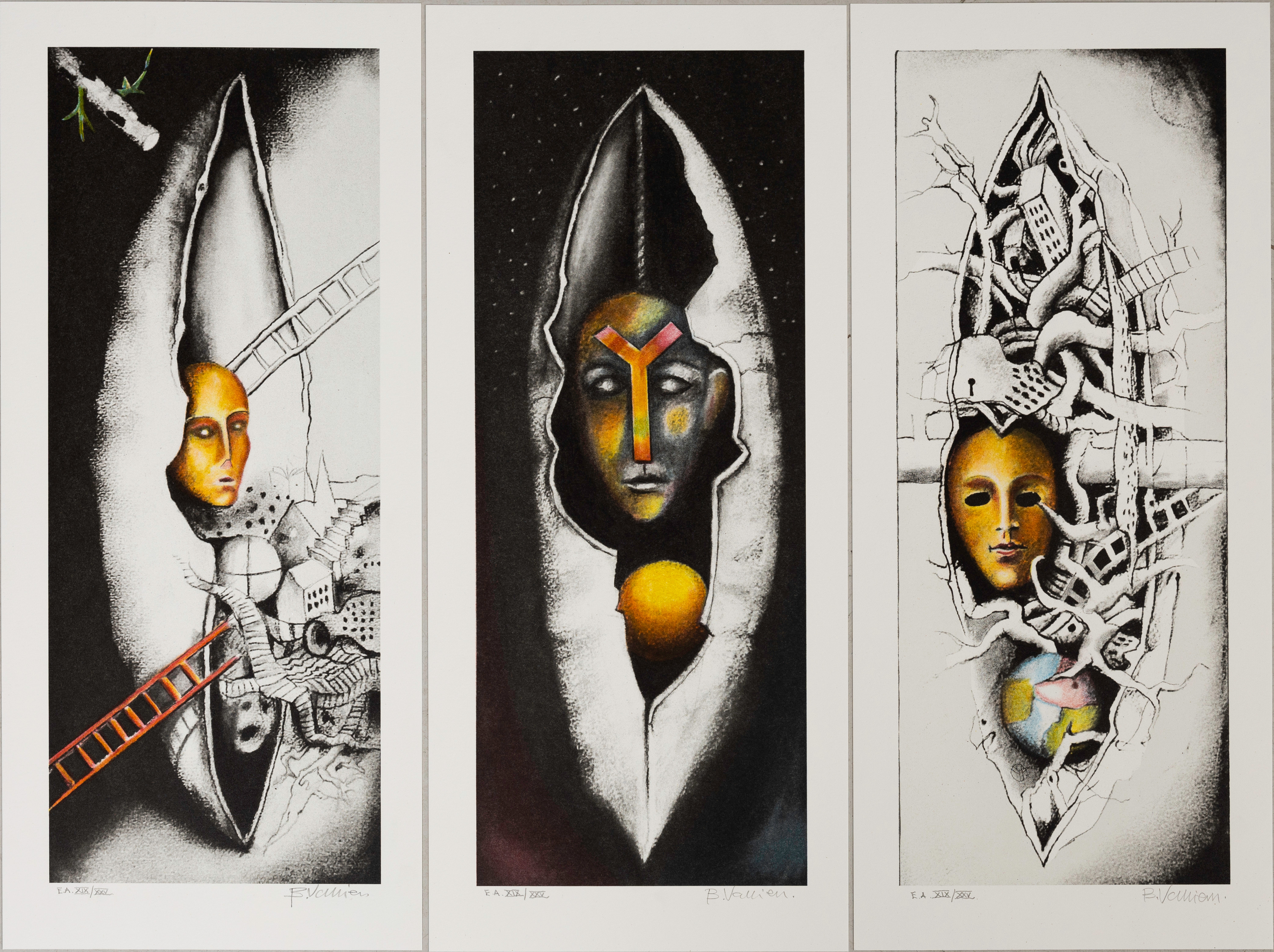 BERTIL VALLIEN. "Viaggio Interiore" 3 färglitografier, signerade och numrerade E:A 19/25.