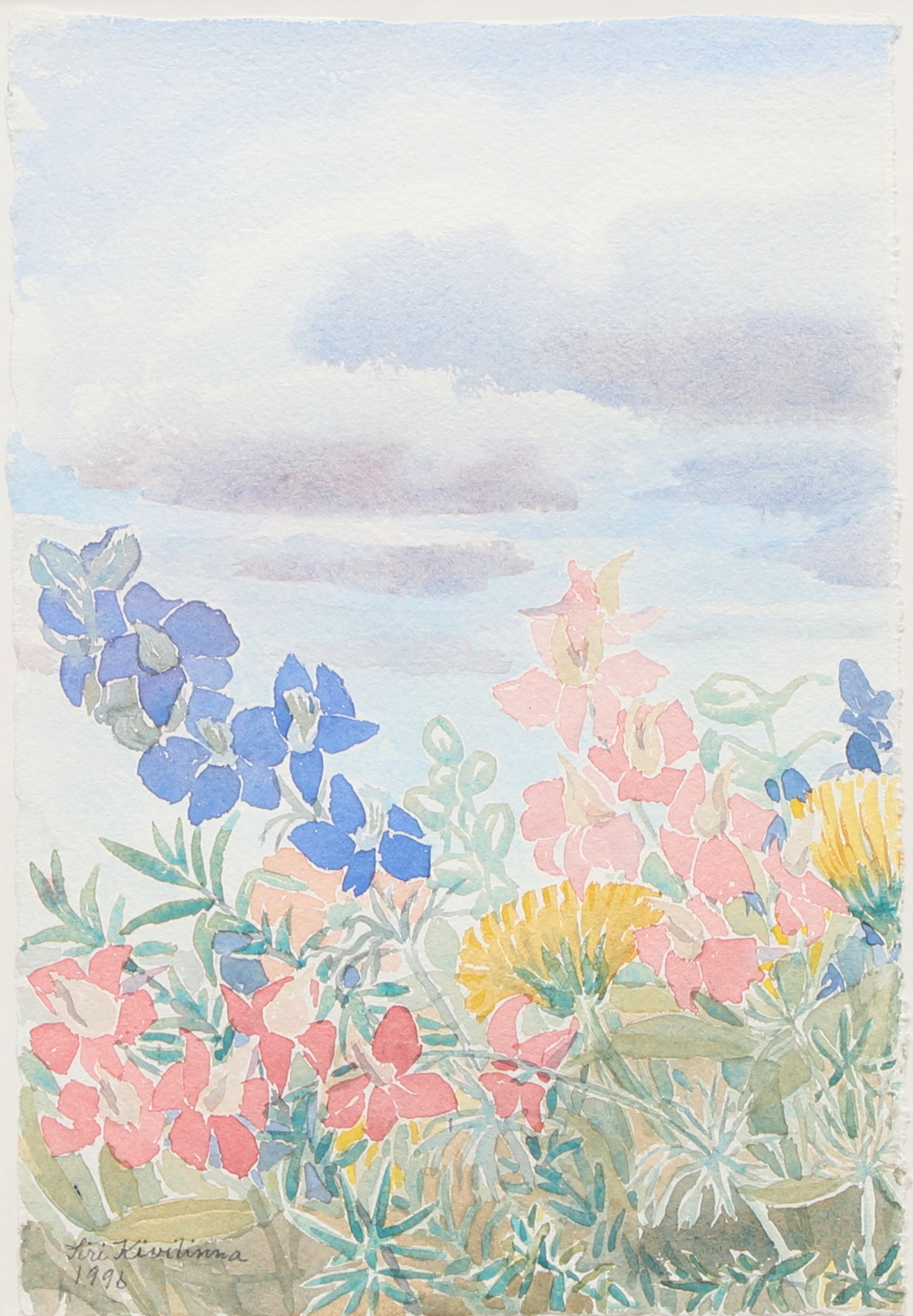 SIRI KIVILINNA. Akvarell, "Elisabet Holmers bukett", signerad.