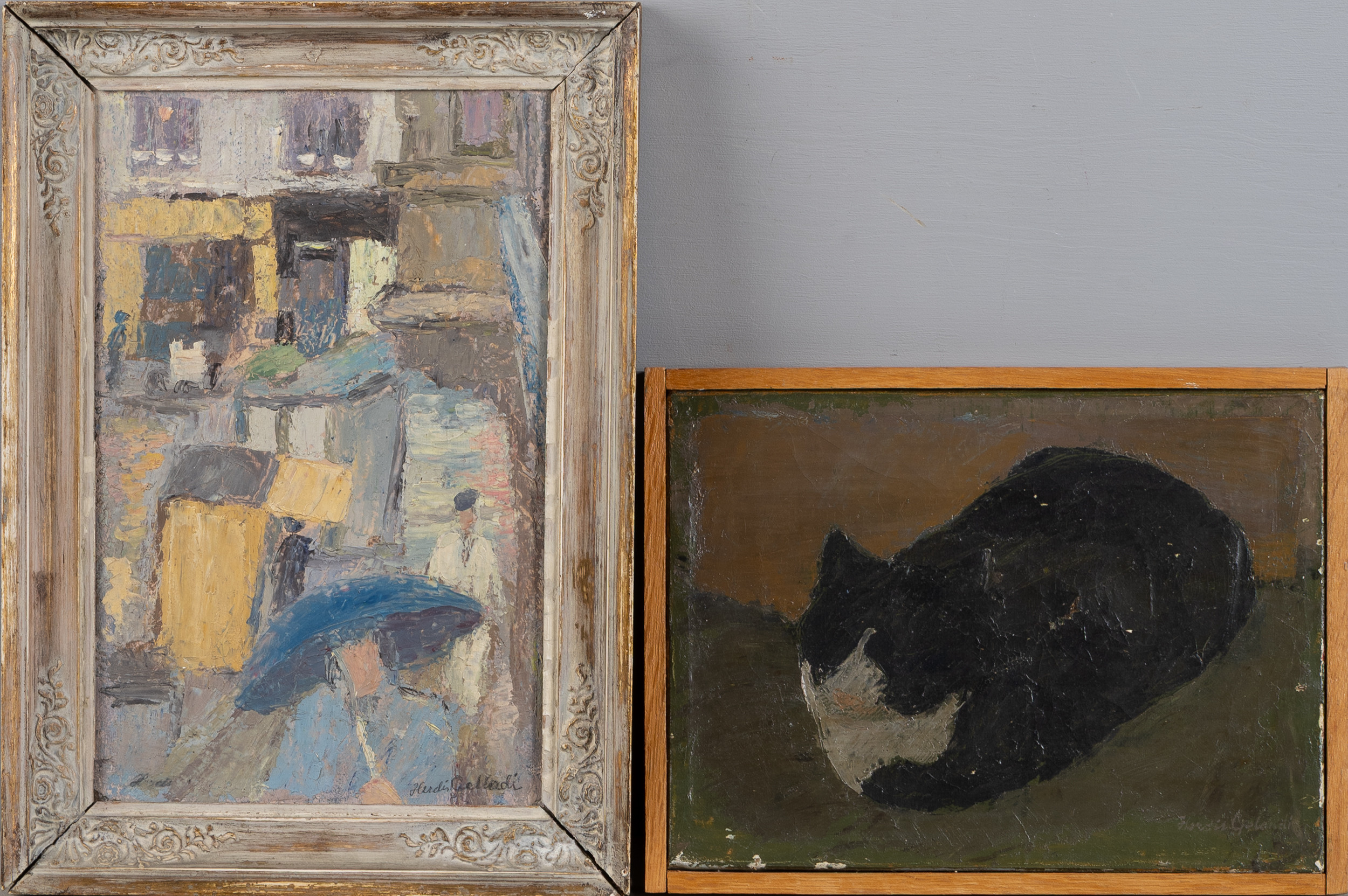 HERDIS GELARDI (DANMARK 1916-1991). Oljemålningar, 2 st, signerade.