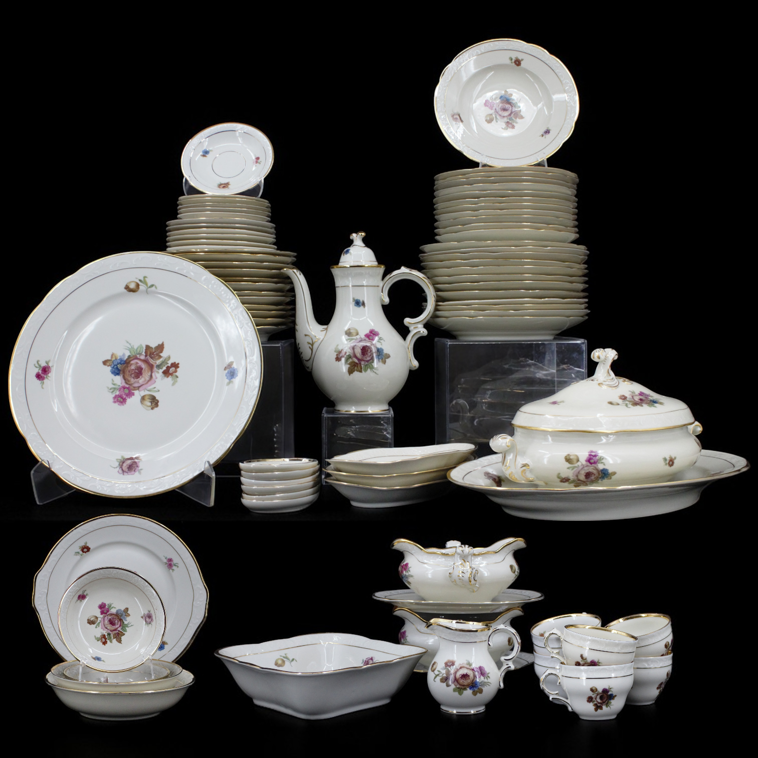 MAT- & KAFFESERVIS, 78 delar, KPM, Kjöbenhavns Porcellains Maleri, Danmark.