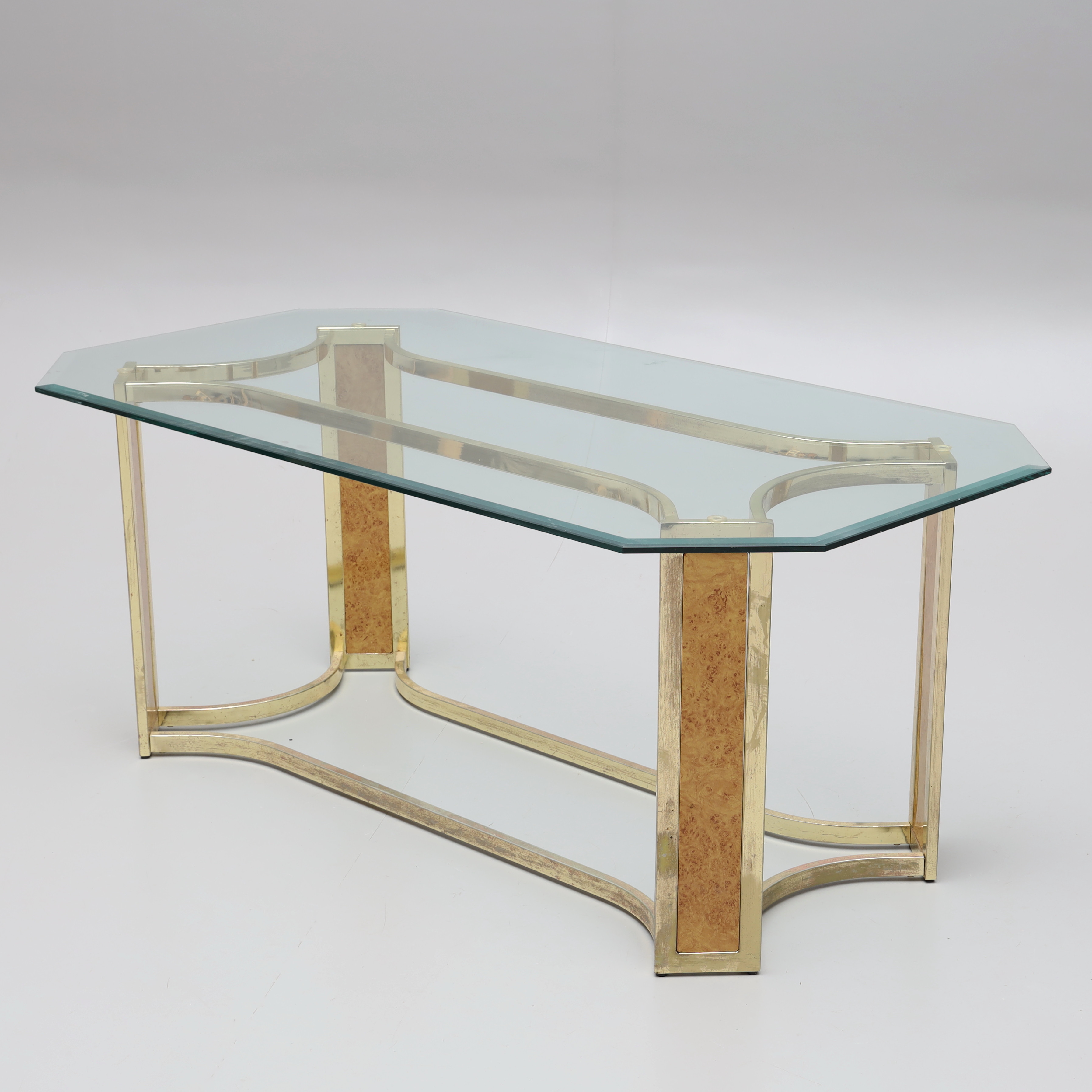 SOFFBORD, glas/gulmetall, 1970/80-tal.