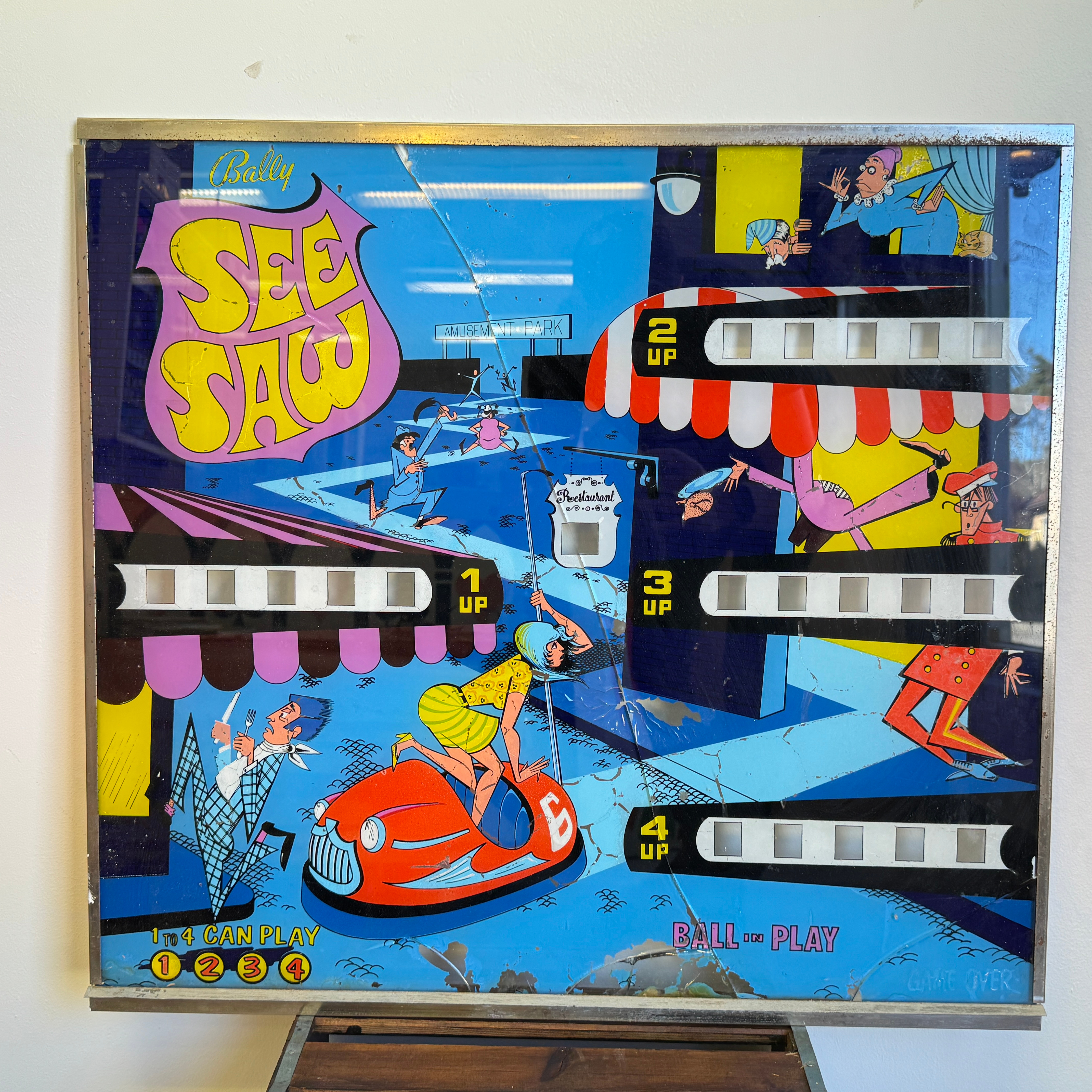 BAKGLAS, BALLY SEE SAW, 1970-tal, USA.