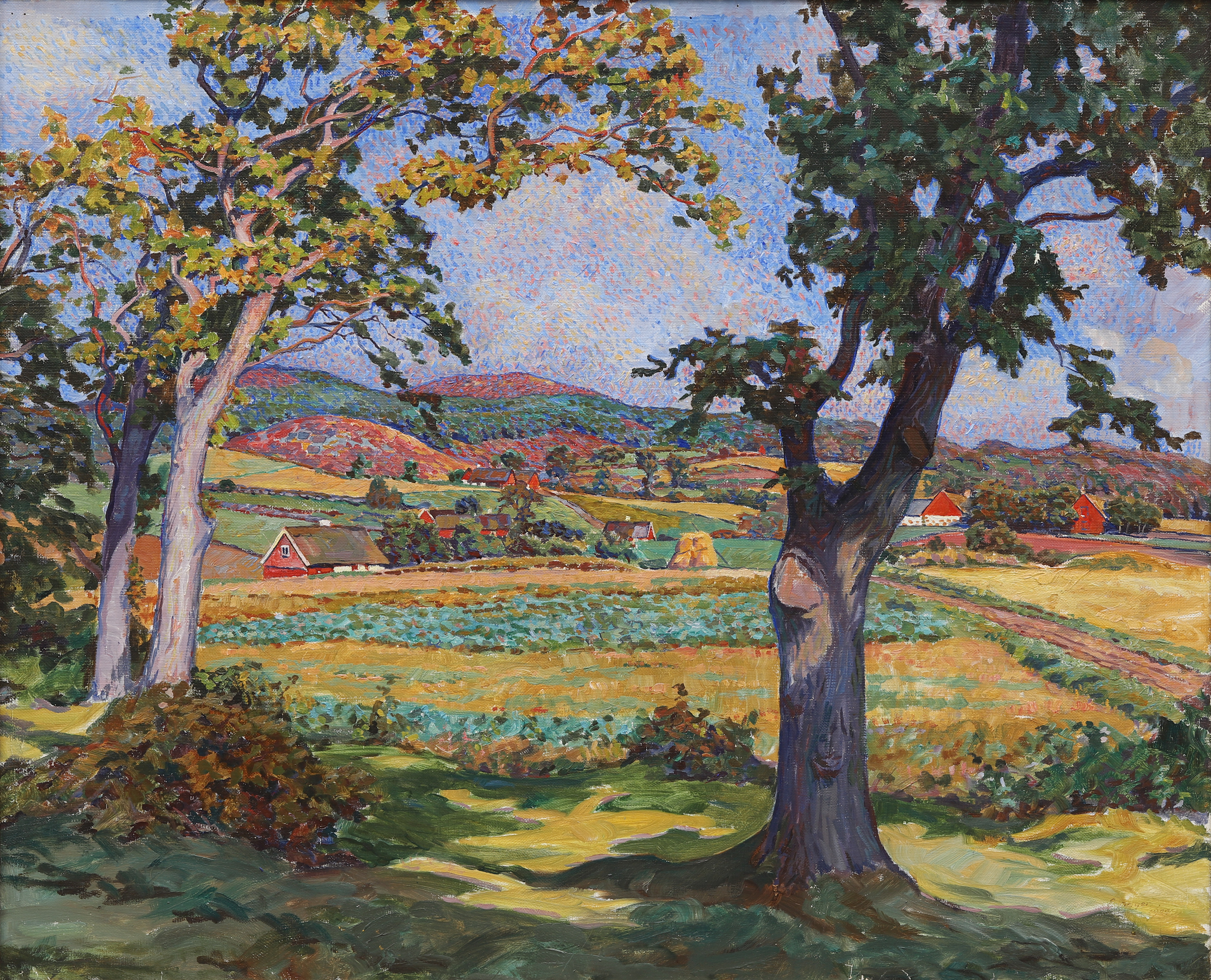 EINAR BAGER. Soligt sommarlandskap, olja på duk, signerad och daterad 1928.