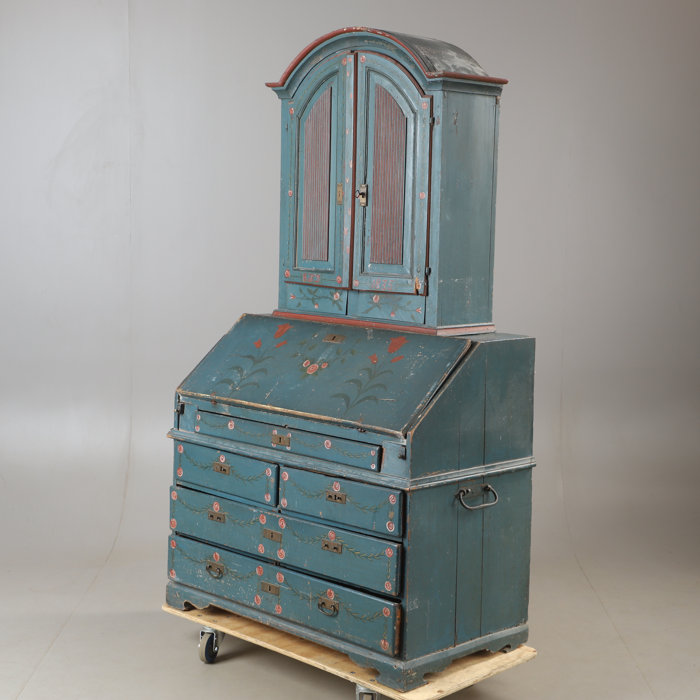 SKÅP, målad dekor, allmoge, daterat 1835.