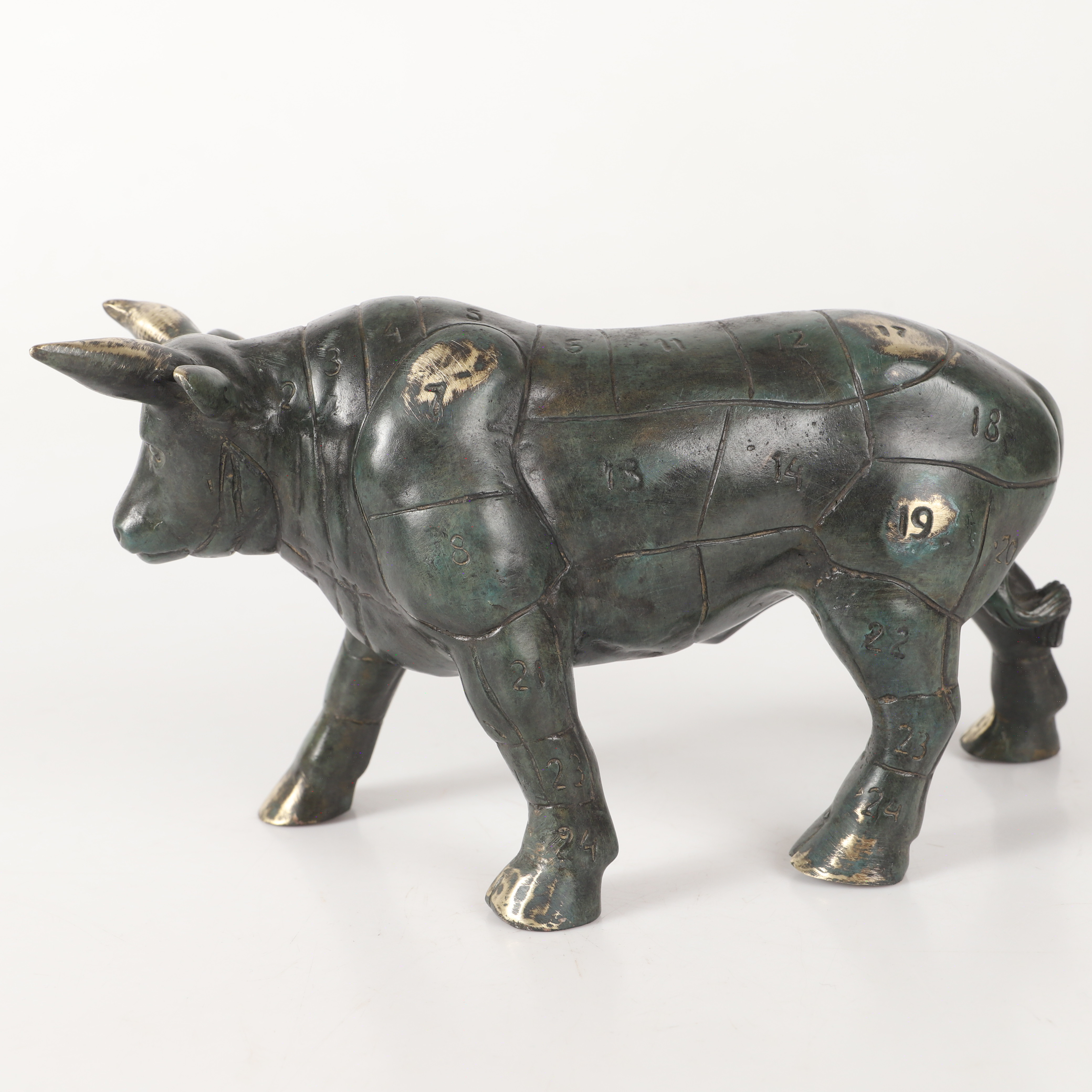 ANDREAS WARGENBRANT. Skulptur, "El Bull", grönpatineras brons med styckningsschema, gjutarstämpel, signerad.