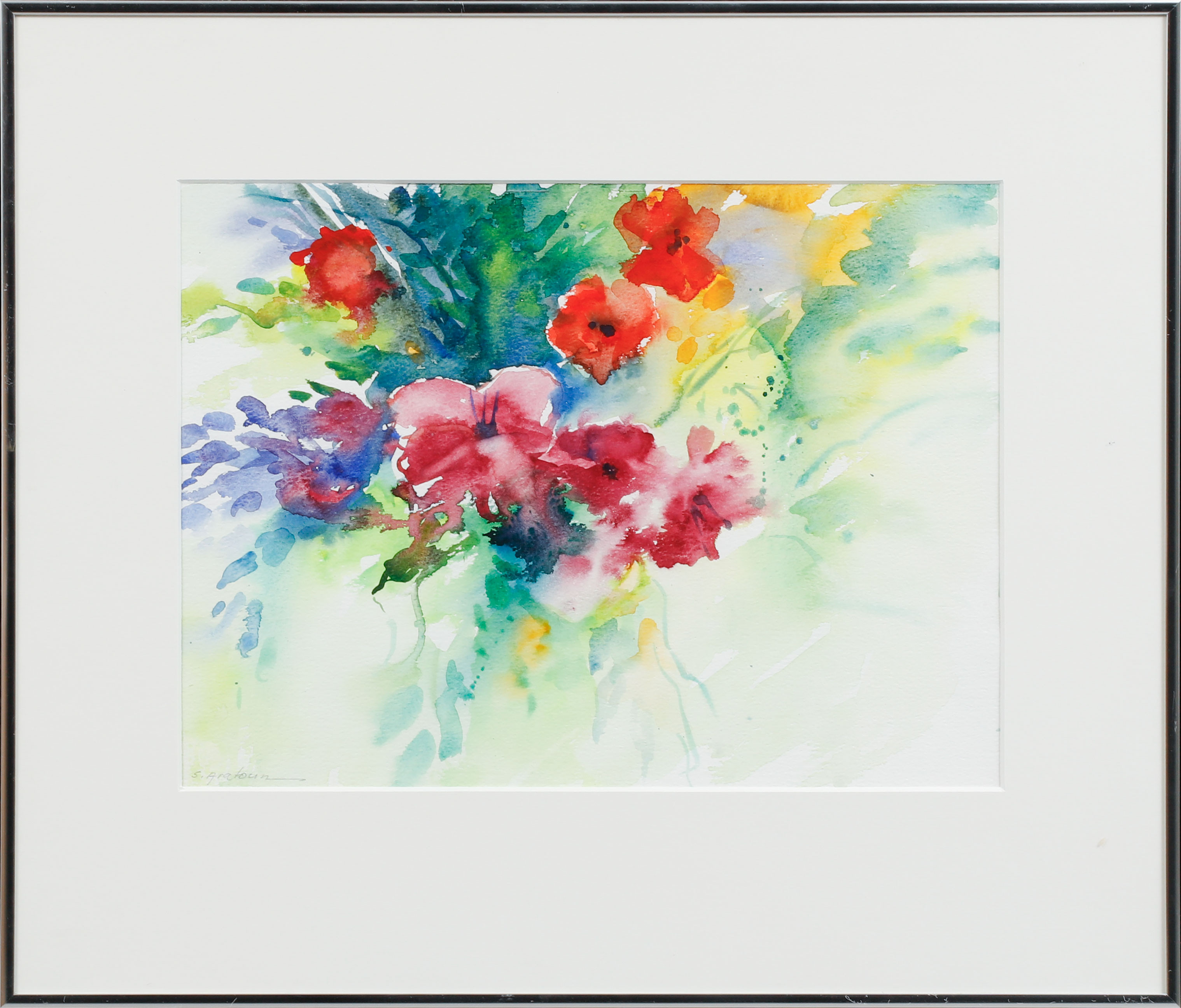 SARO ARATOUN. Blomsterstilleben, akvarell, signerad.