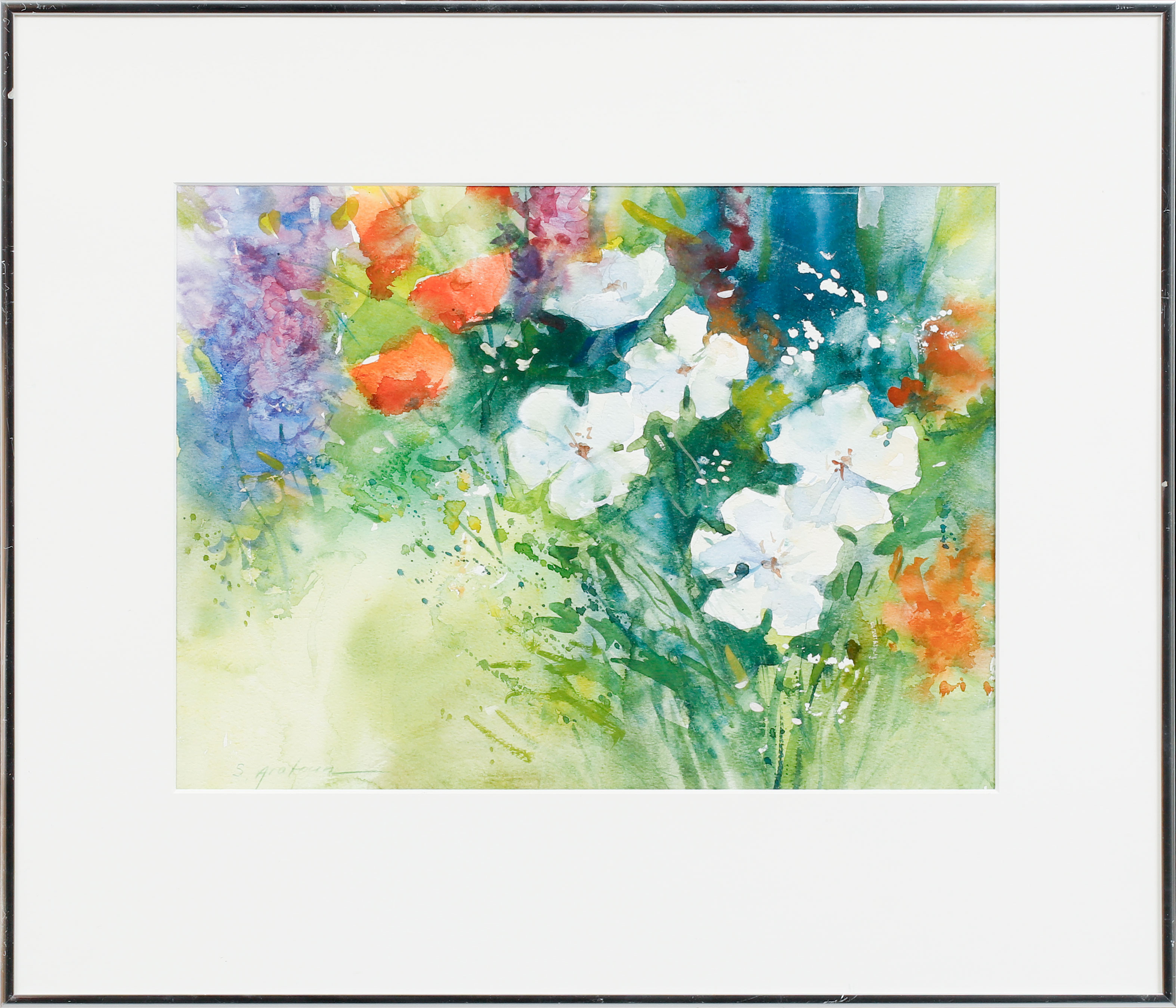 SARO ARATOUN. Blomsterstilleben, akvarell, signerad.