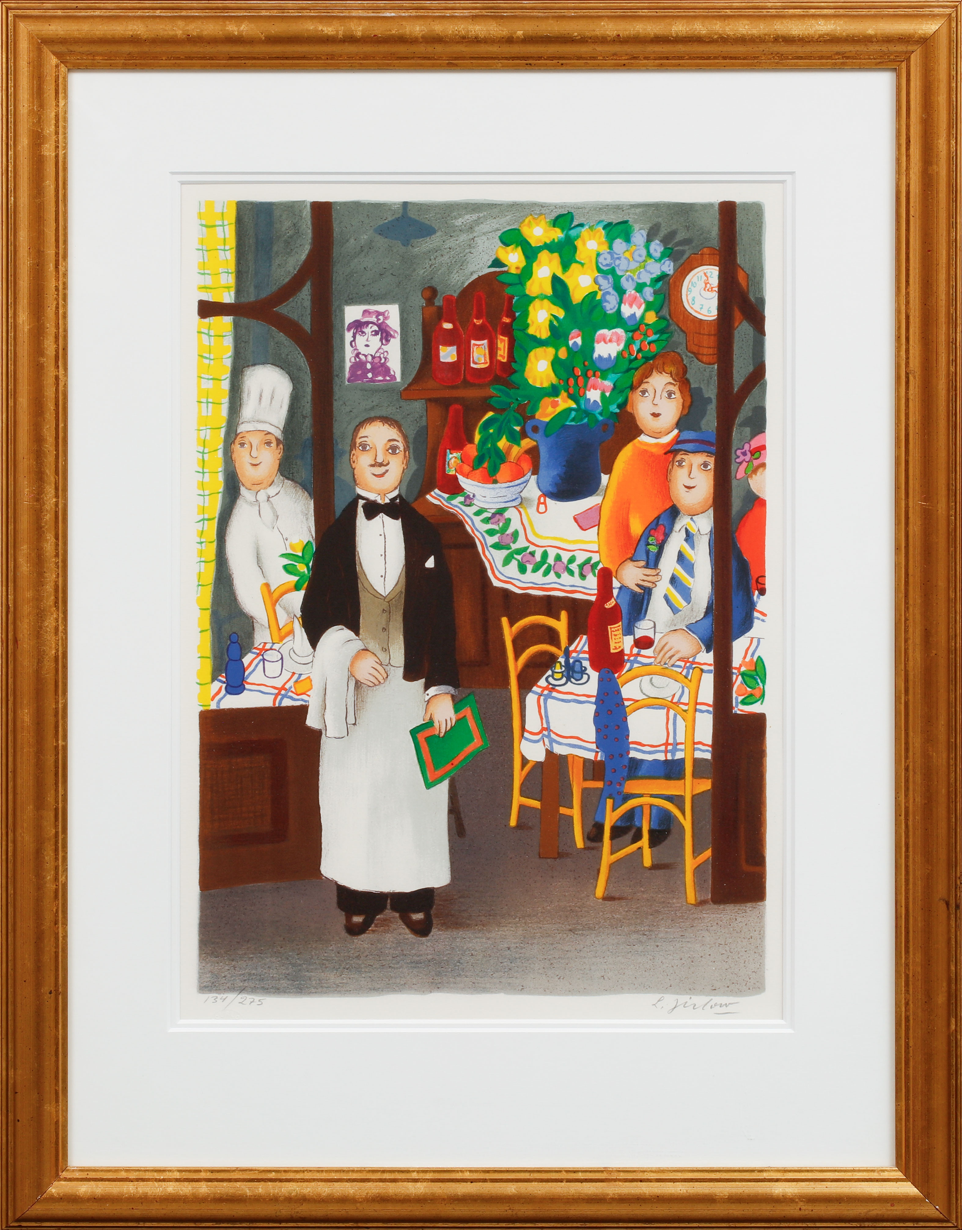 LENNART JIRLOW. i restaurangen, färglitografi, signerad och numrerad 134/275.