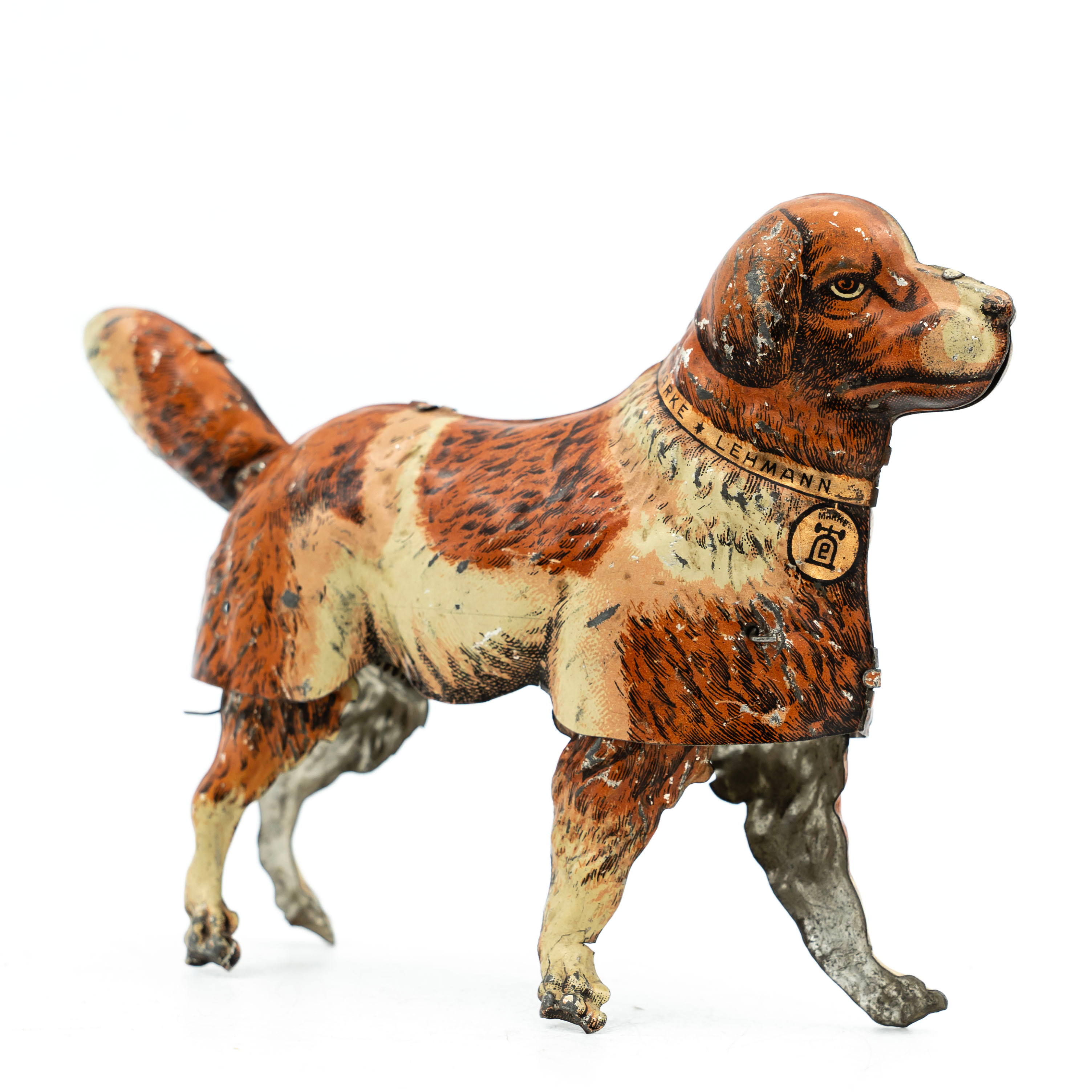LEKSAKSHUND, plåt, mekanisk, Mark Lehmann Made in Germany, 1900-talets första hälft.
