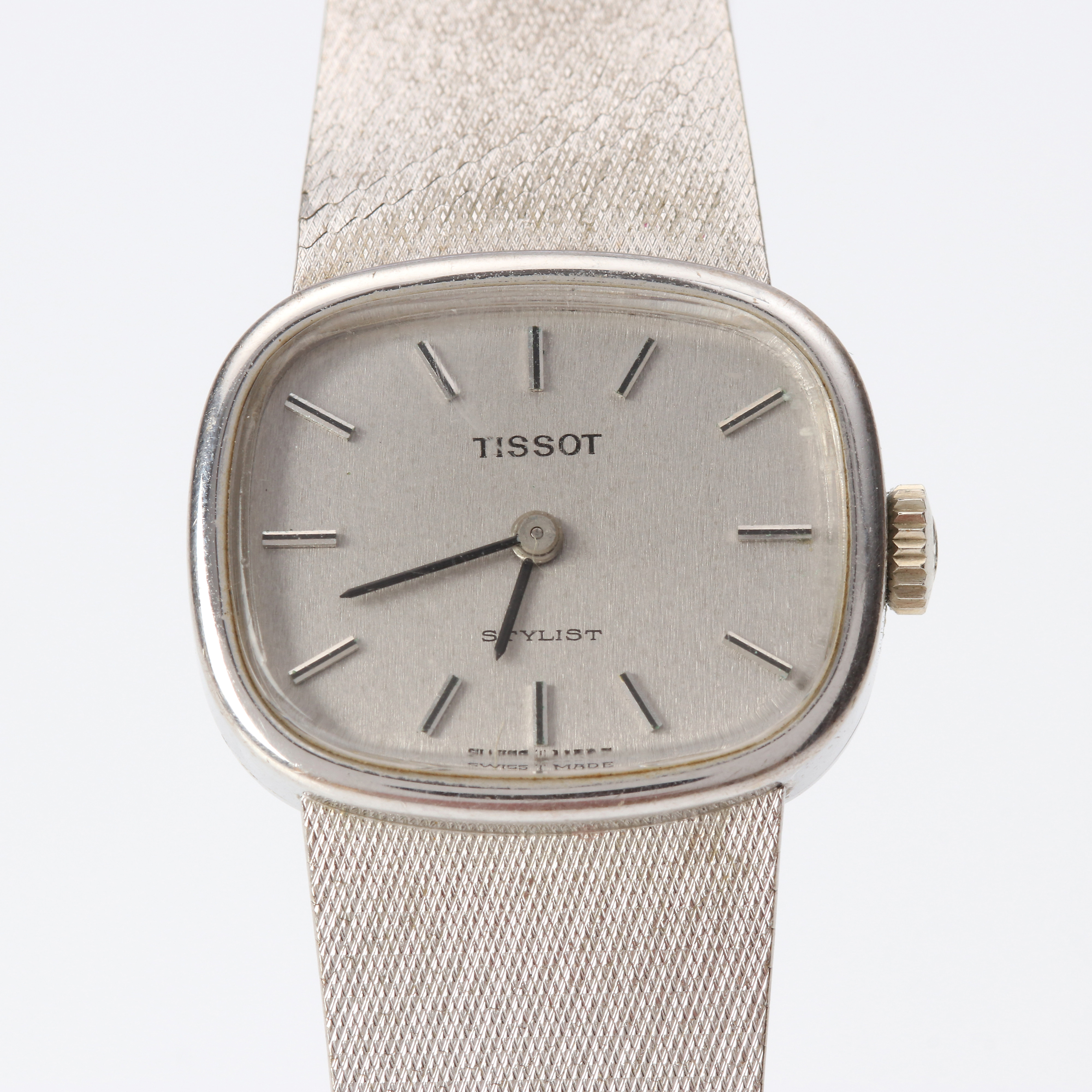 TISSOT STYLIST, DAMARMBANDSUR. 18k vitguld, totalvikt ca 39,0 gram.