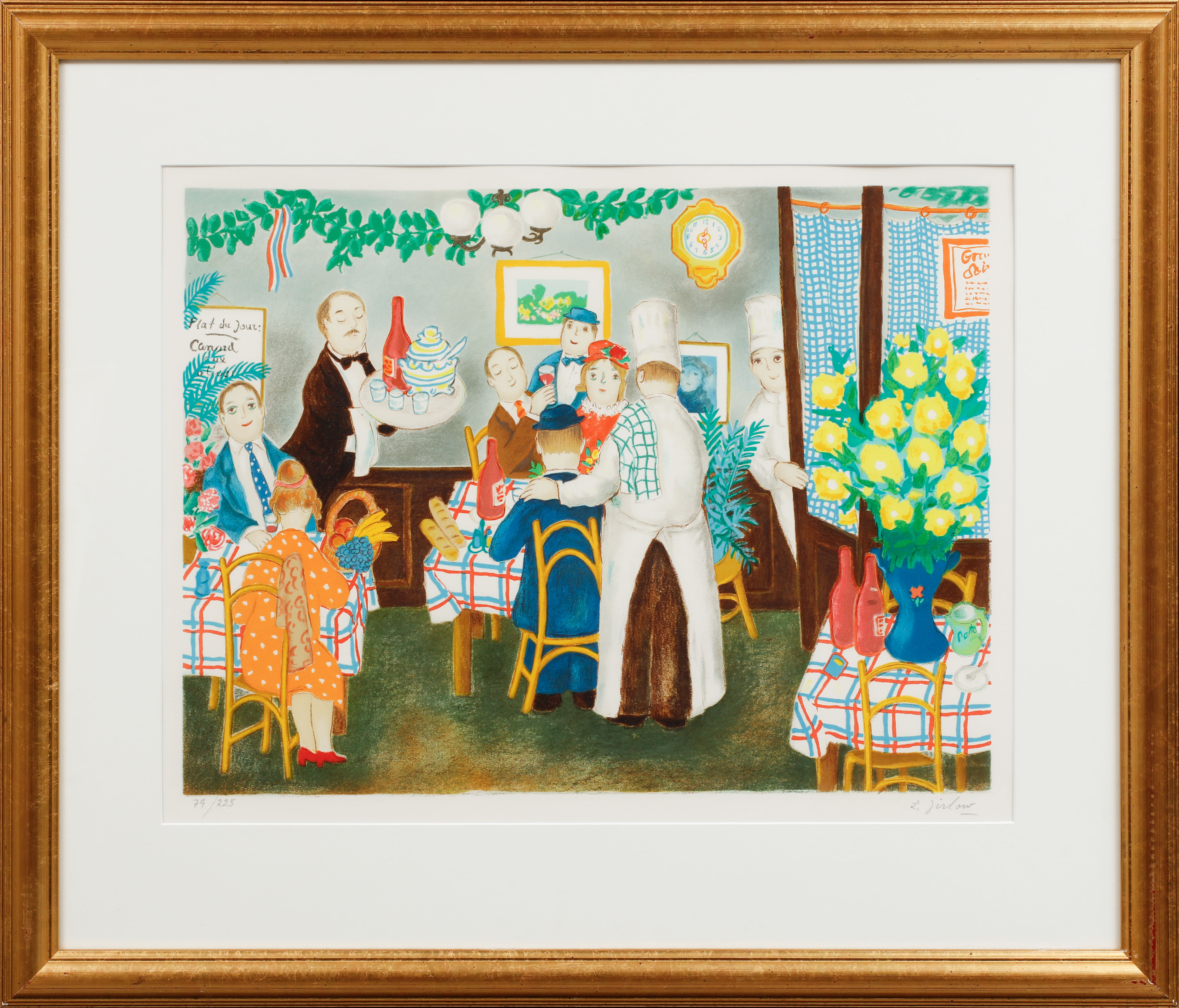 LENNART JIRLOW. i restaurangen, färglitografi, signerad och numrerad 79/225.