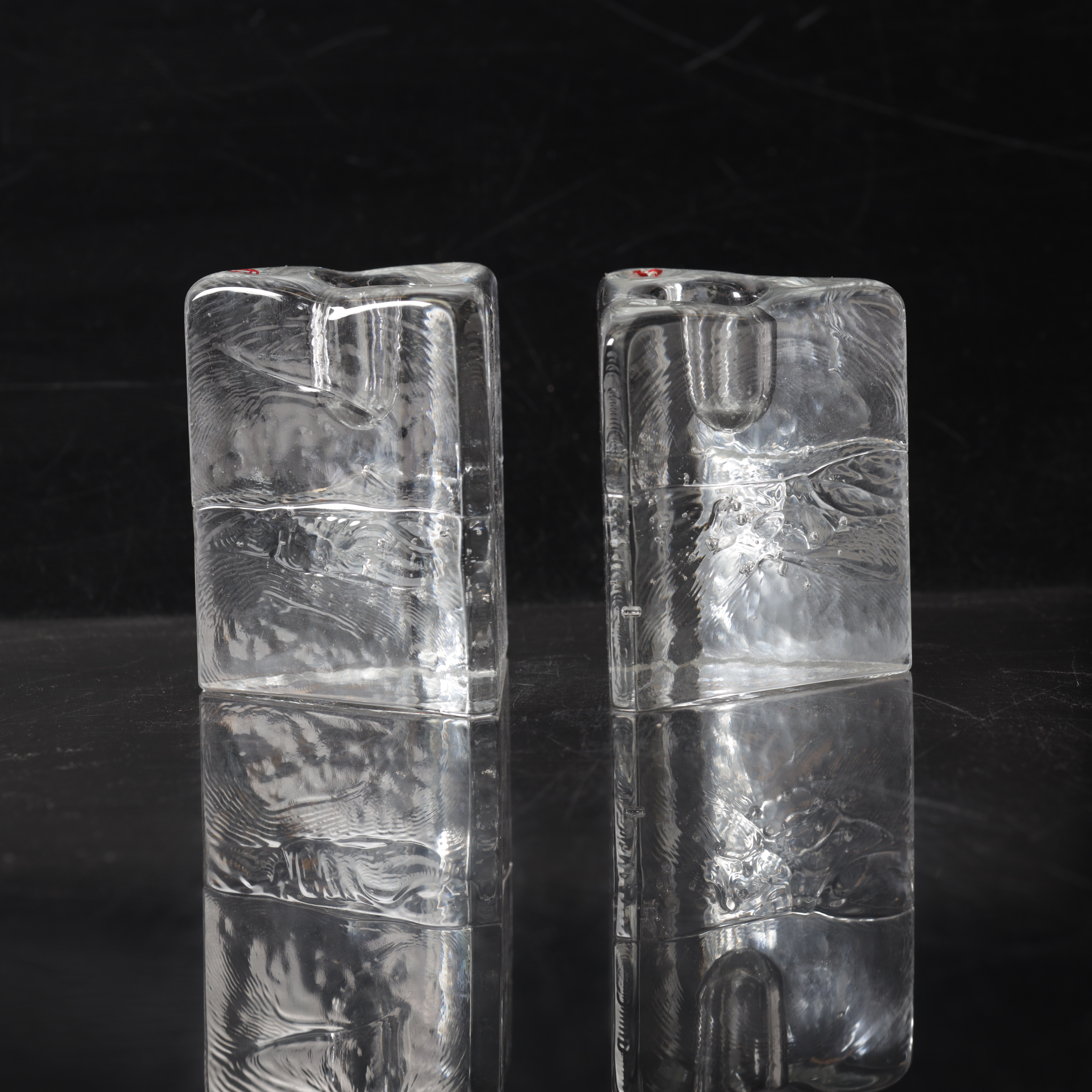 TIMO SARPANEVA. Ljusstakar, 1 par, glas, "Arkipelago", Iittala, Finland.