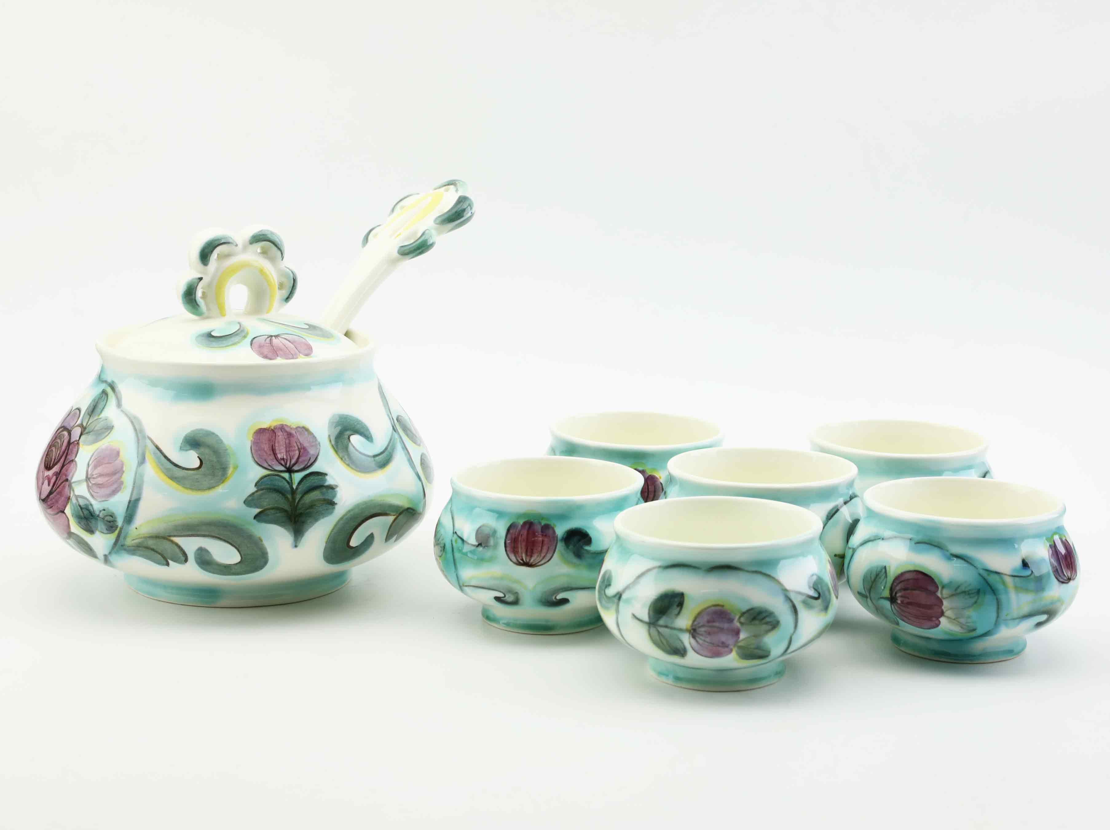 SOPPSERVIS, 8 delar, fajans, Konakovo, Ryssland/CCCP, 1900-tal.