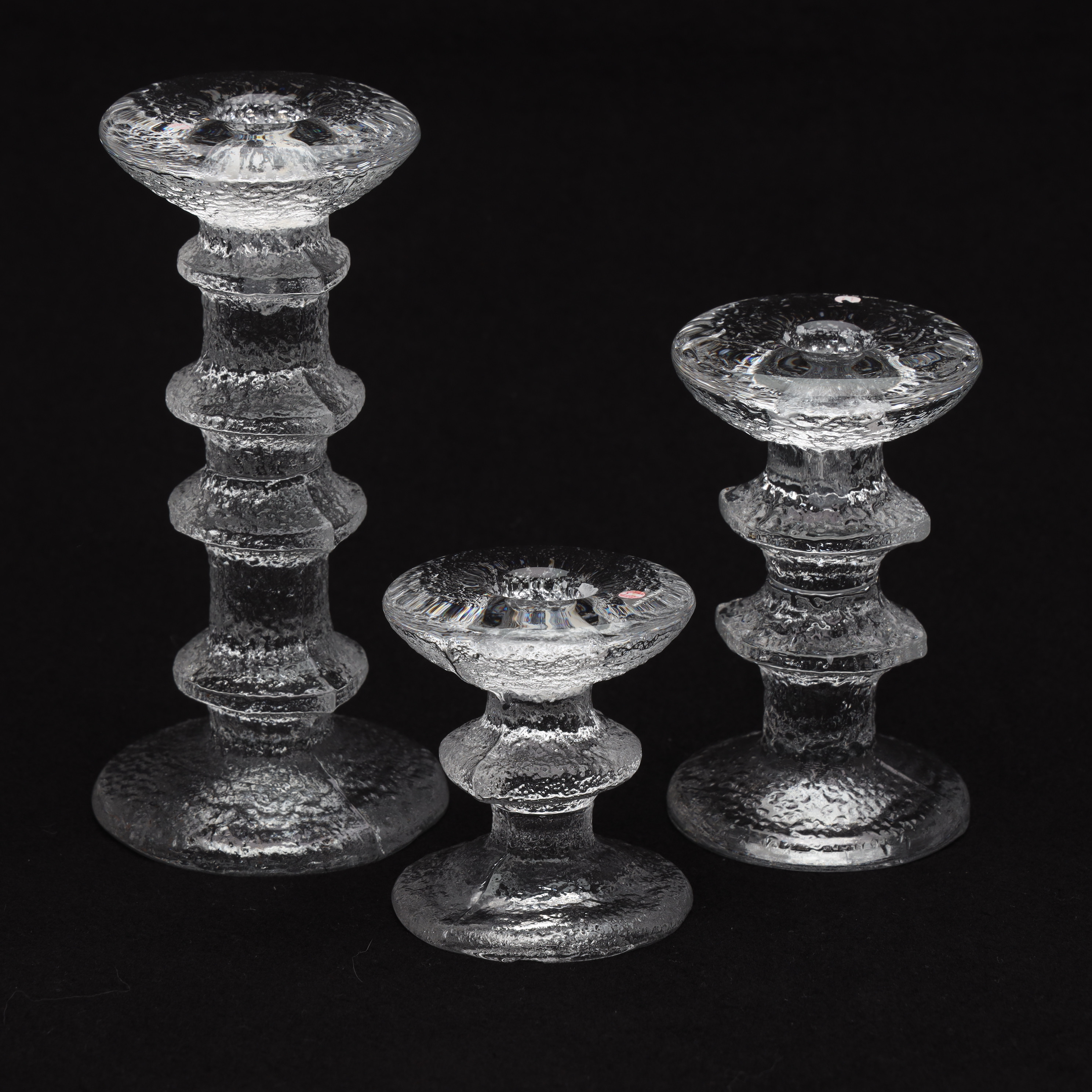 TIMO SARPANEVA. LJUSSTAKAR, 3 stycken, glas, "Festivo", Iittala.