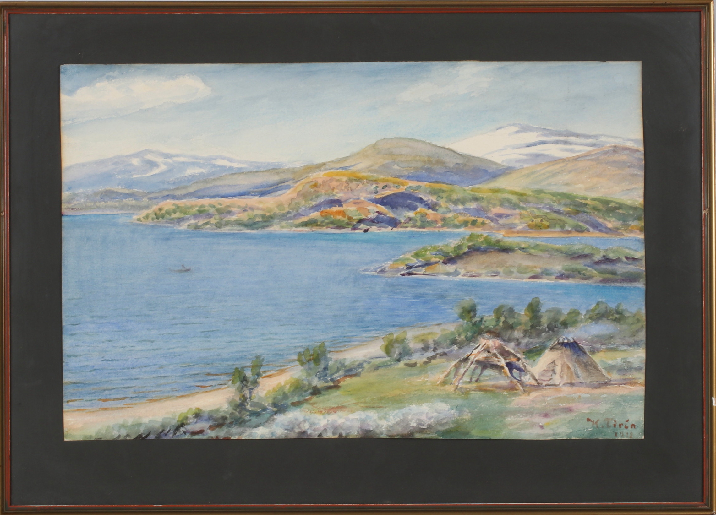 KARL TIRÉN. Fjällandskap, akvarell, signerad och daterad 1918.