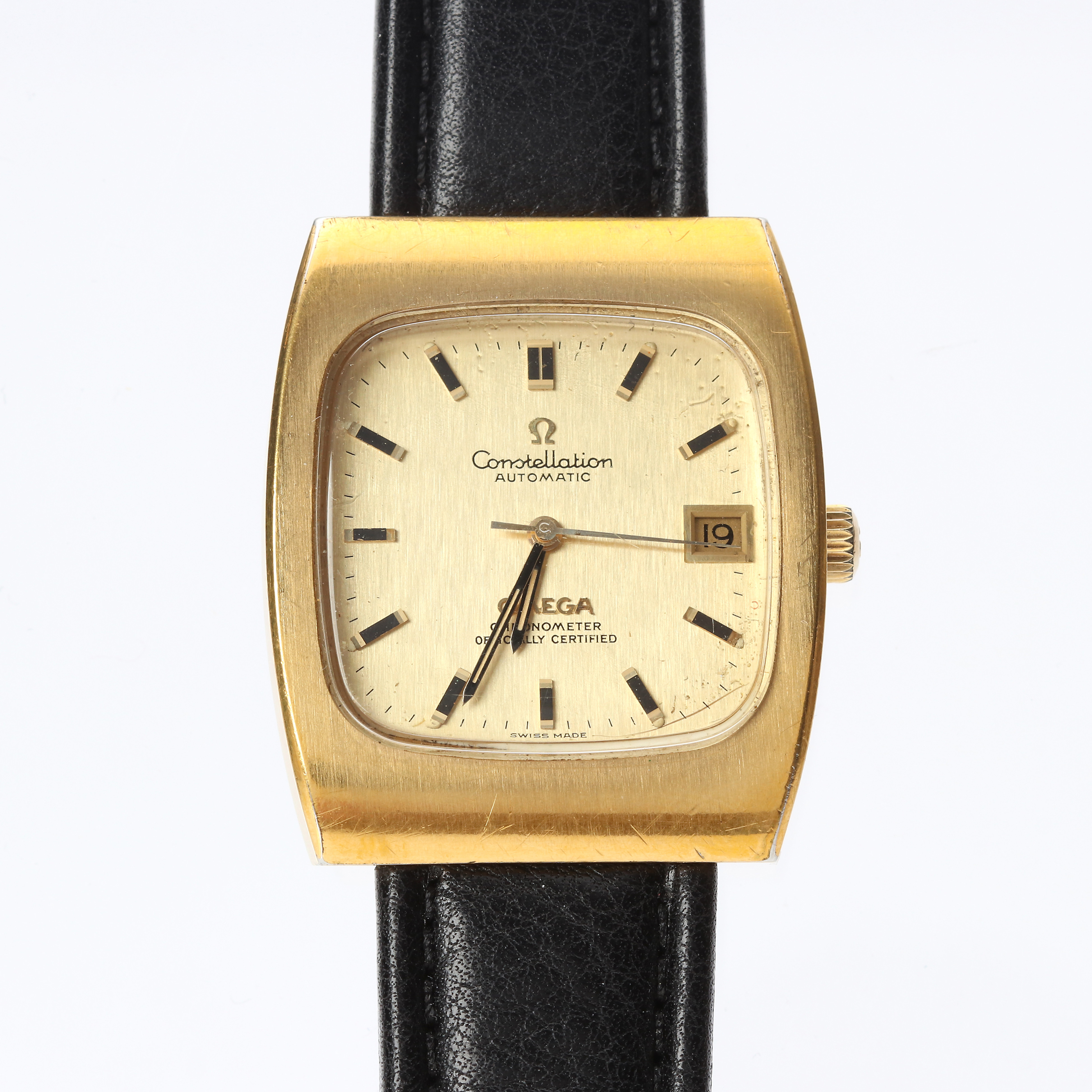 OMEGA CONSTELLATION ARMBANDSUR. Boett i guld på stål, automatisk.