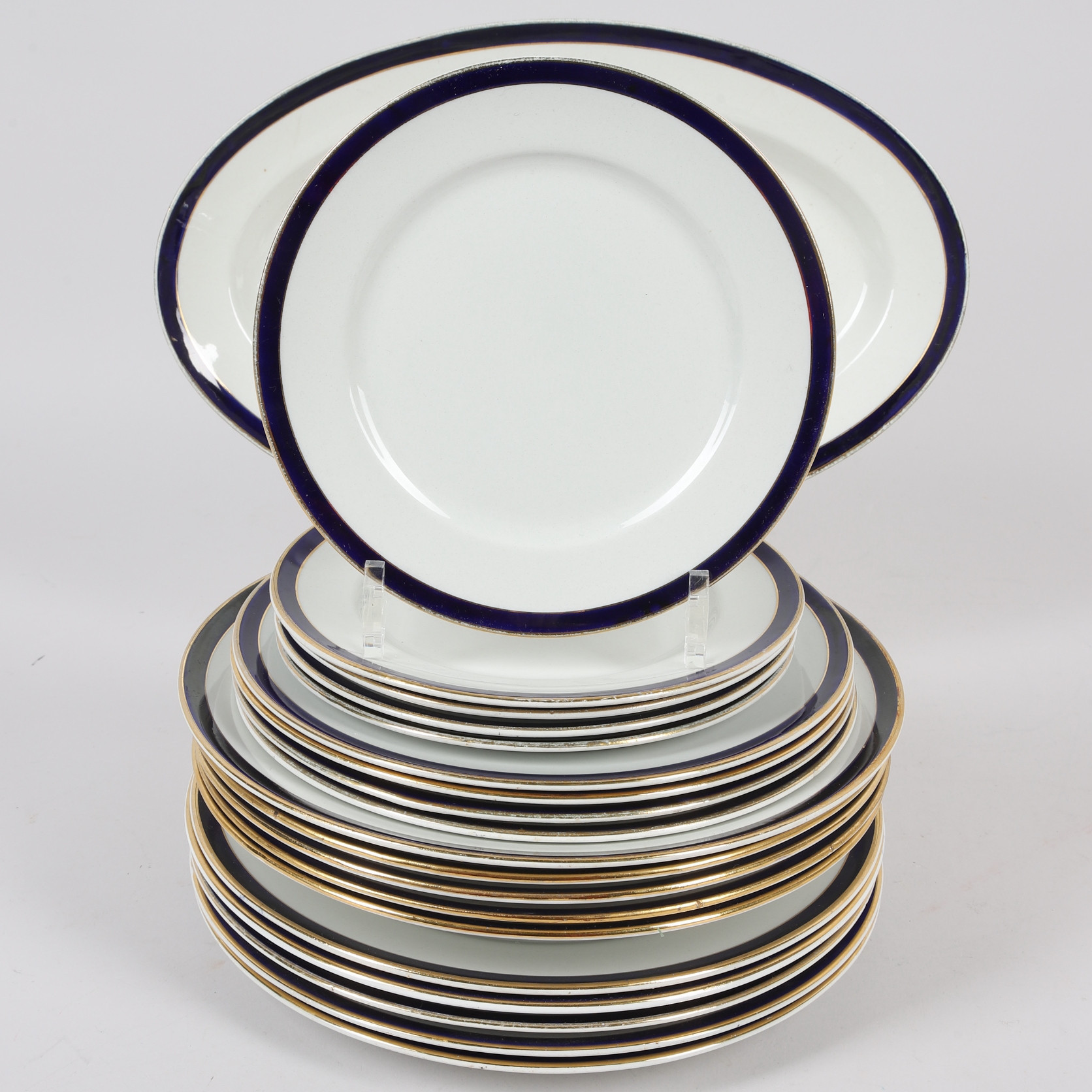 SERVISDELAR, 20 st, koboltblå- och guldkant, Rörstrand, 1900-talets första hälft.