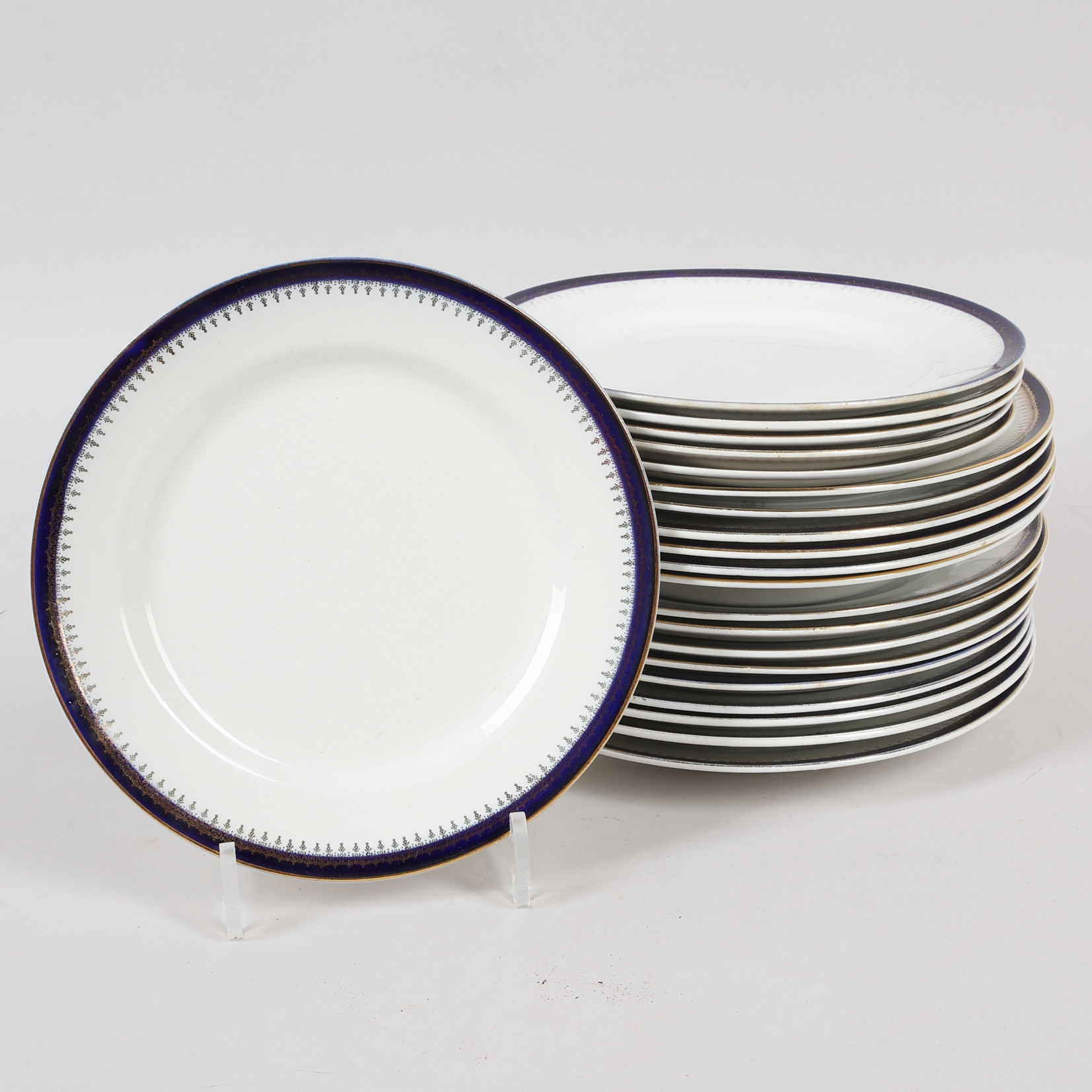 SERVISDELAR, 21 st, Blå Band med guld, Gustavsberg.