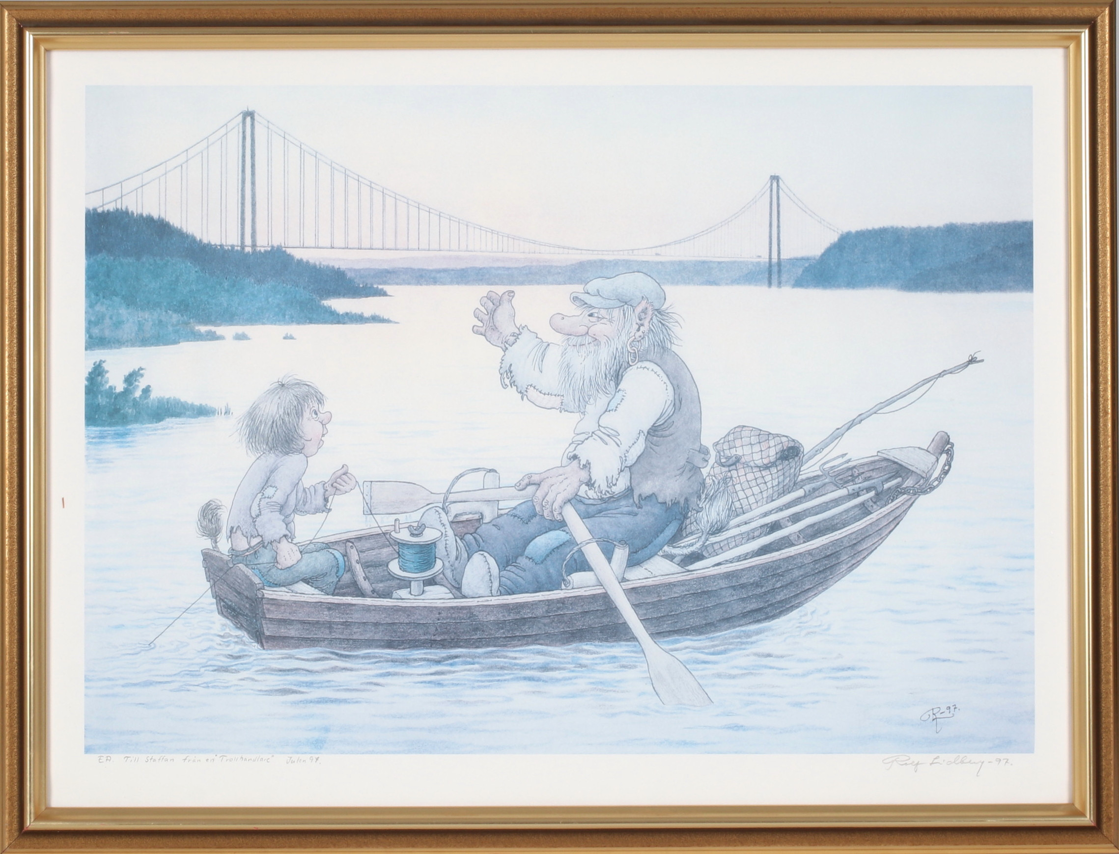 ROLF LIDBERG. Högakustenbron, tryck, signerad E.A-upplaga med dedikation.