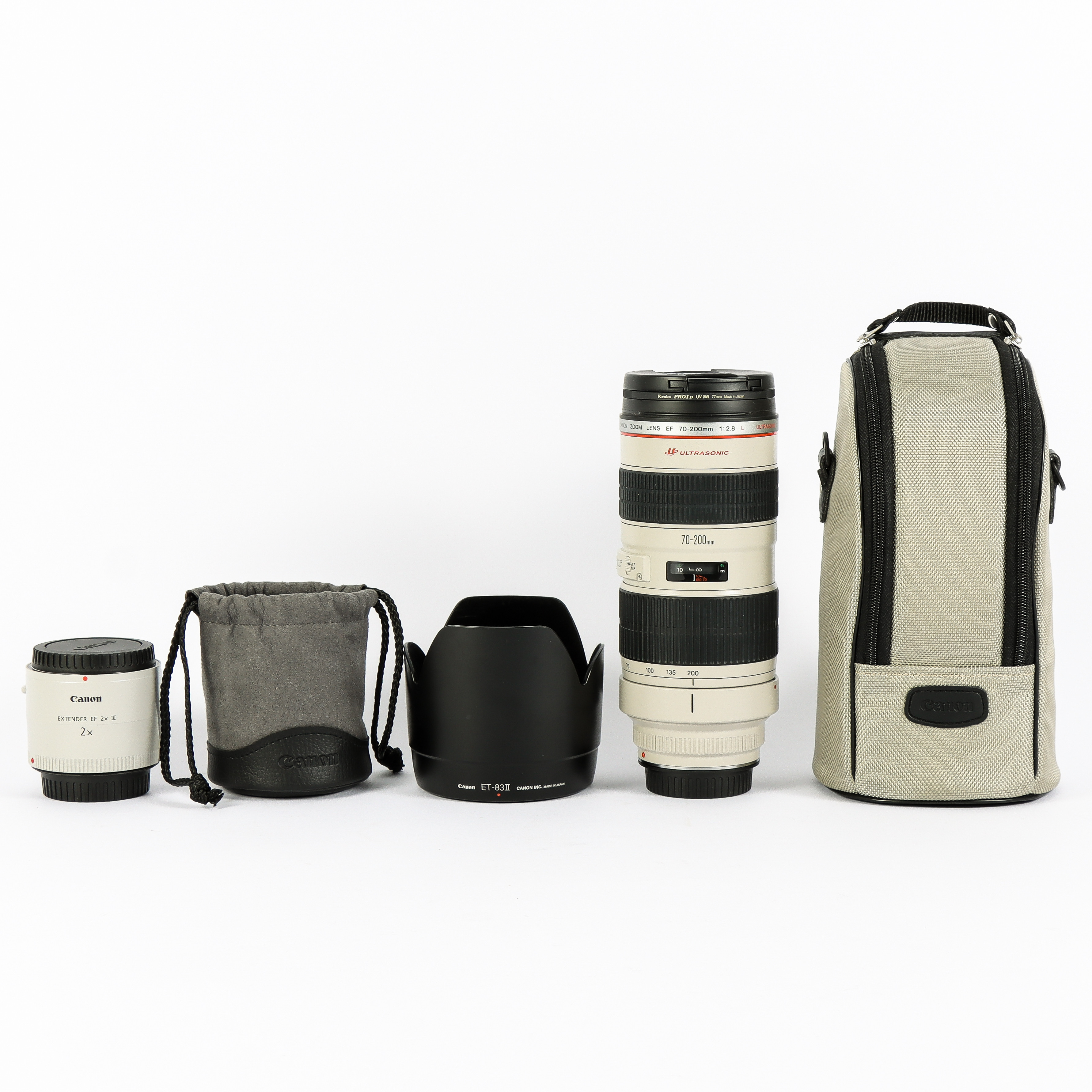 TELEOBJEKTIV Canon EF 70-200 mm, 1:2.8 L samt extender EF 2X.