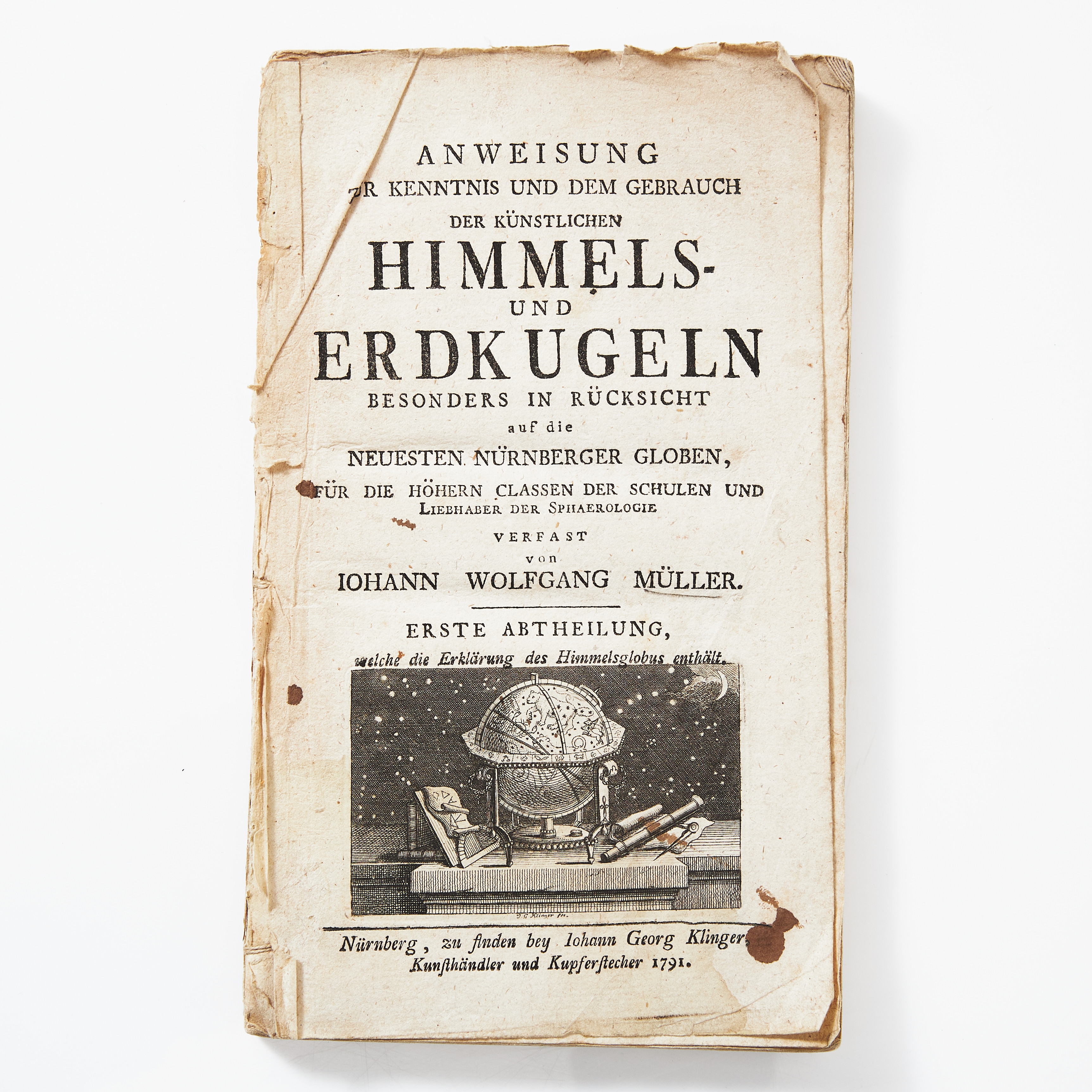 MÜLLER, Anweisung... Himmels- und Erdkugeln, 1791.