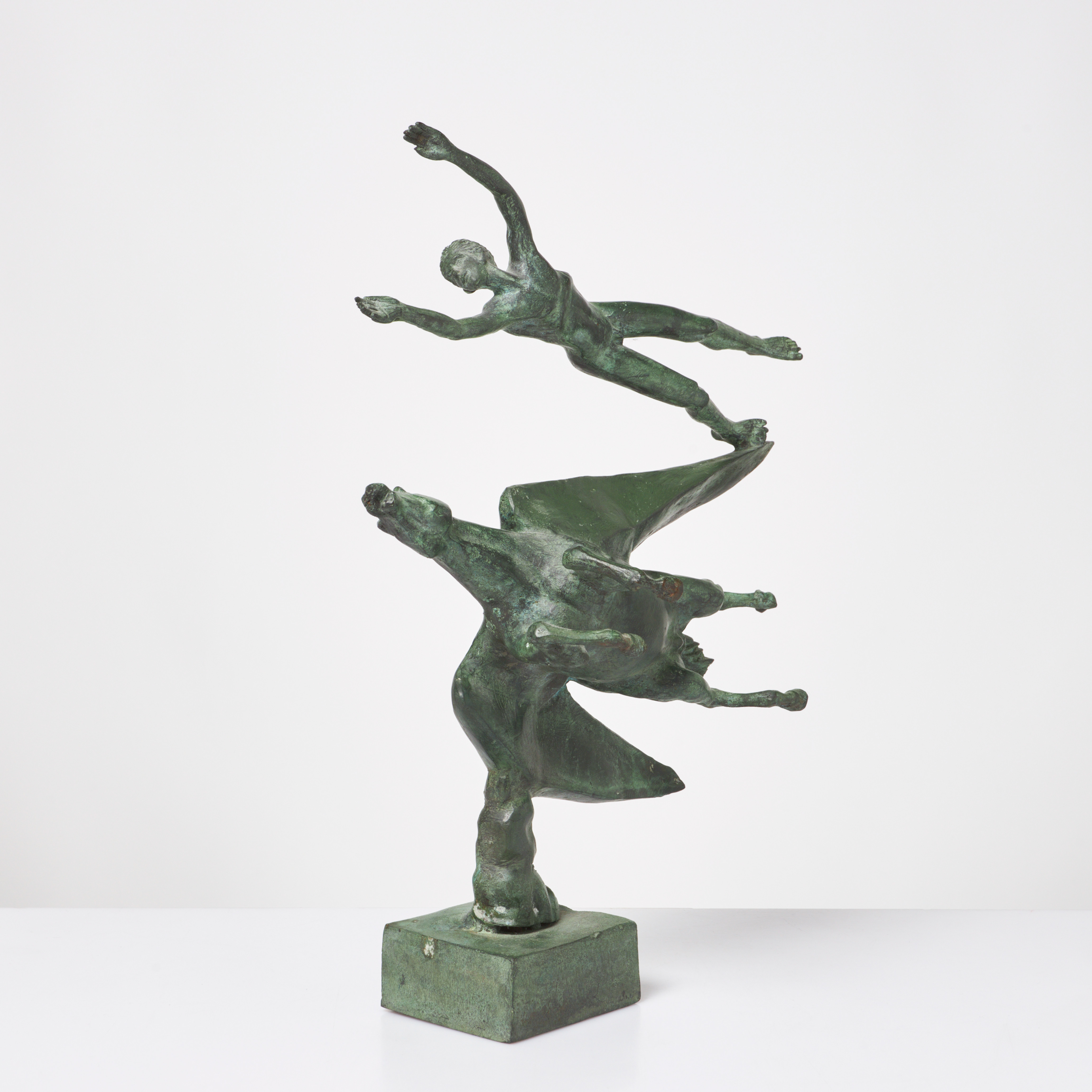 CARL MILLES. EFTER. Skulpur, "Människan och Pegasus", patinerad kopparlegering, Millesgården.
