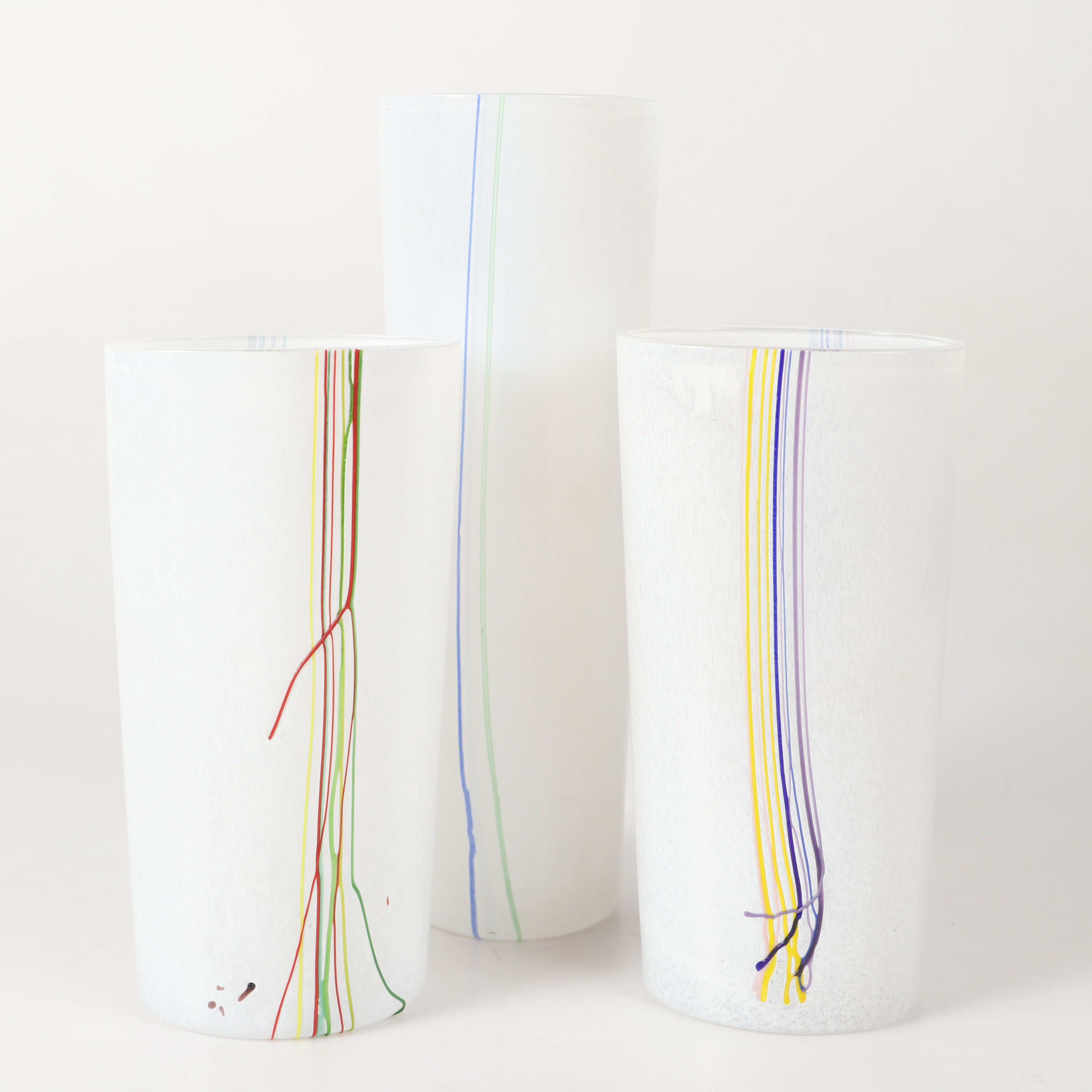 BERTIL VALLIEN. Vaser, 3 stycken, "Rainbow", glas, Kosta Boda.