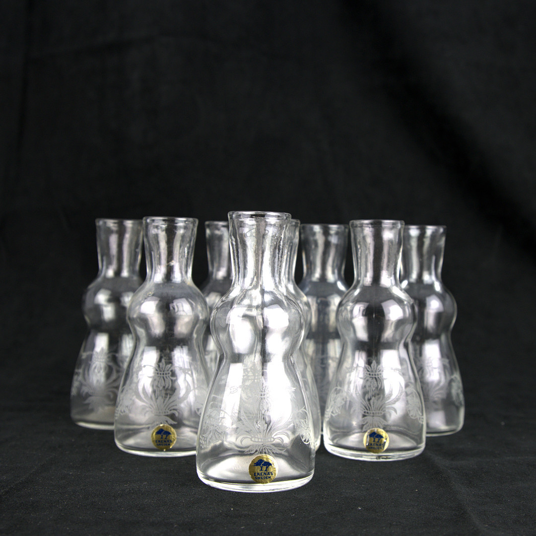 JUNGFRUGLAS, 8st, Ekenäs, etsad dekor, 1900-tal.